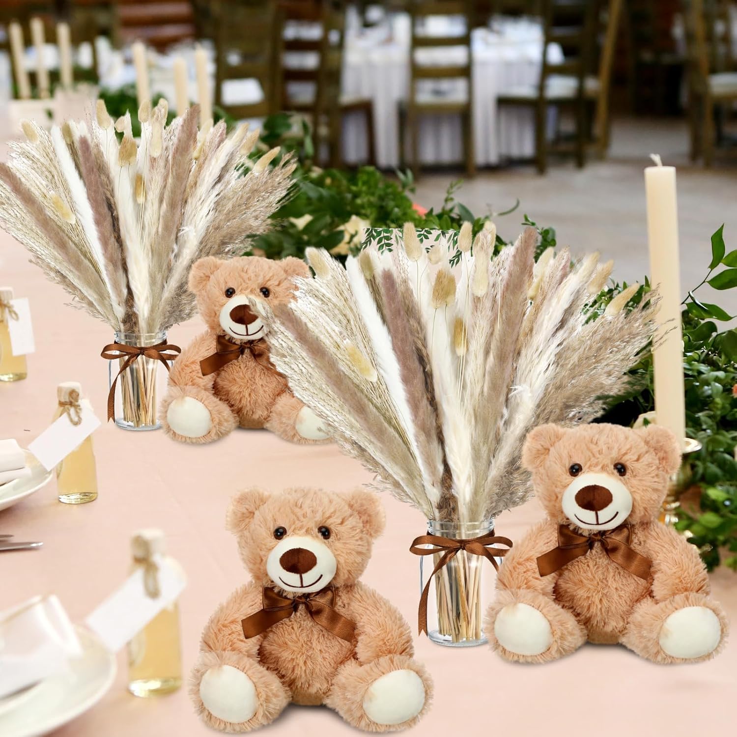 6 Sets 123 Pcs Baby Shower Centerpieces with Bow and Vase