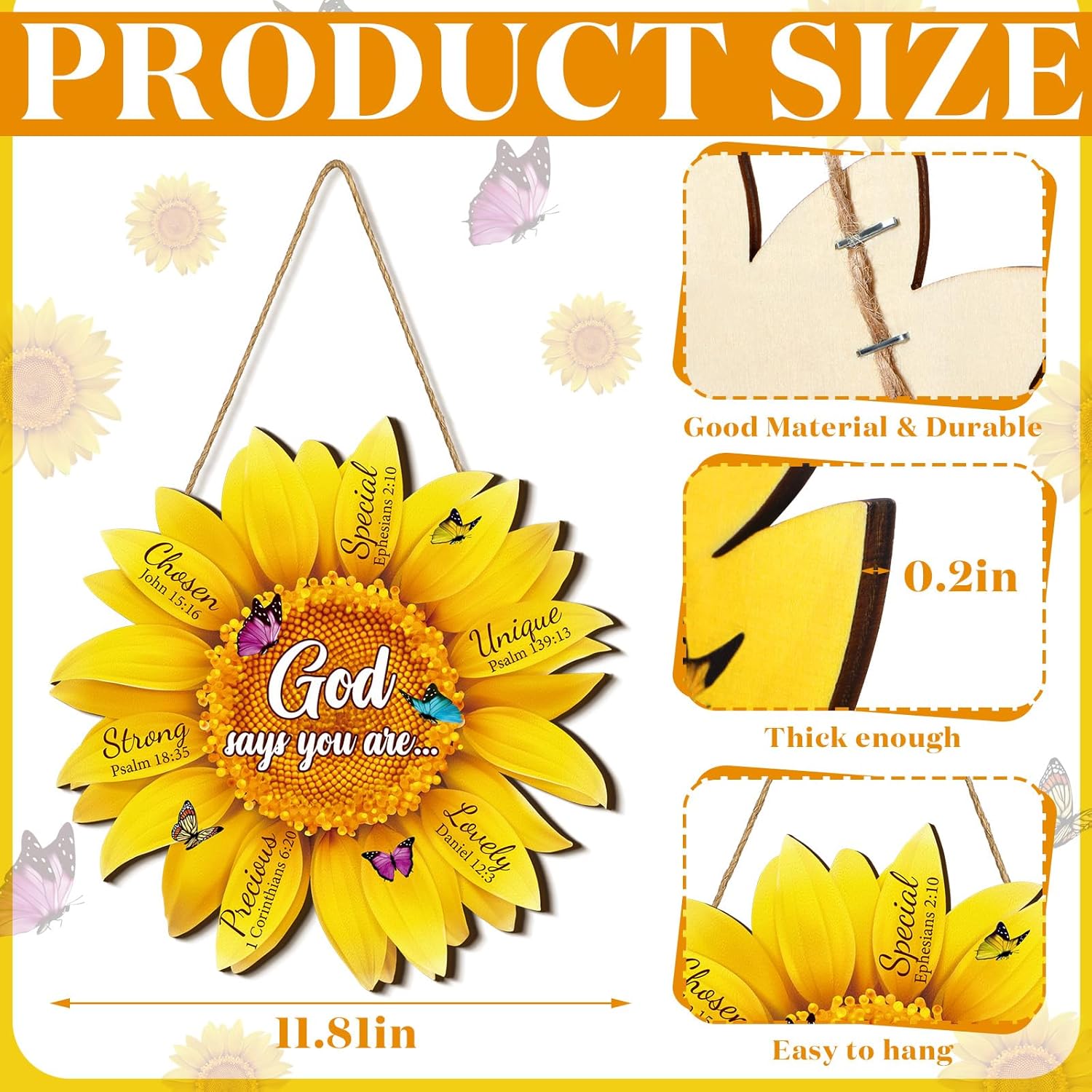 Panelee 1181 Inch Sunflower Wood Wall Sign