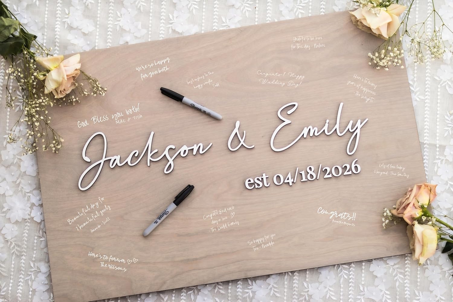 Personalized Last Name Guest Book with 3D Design