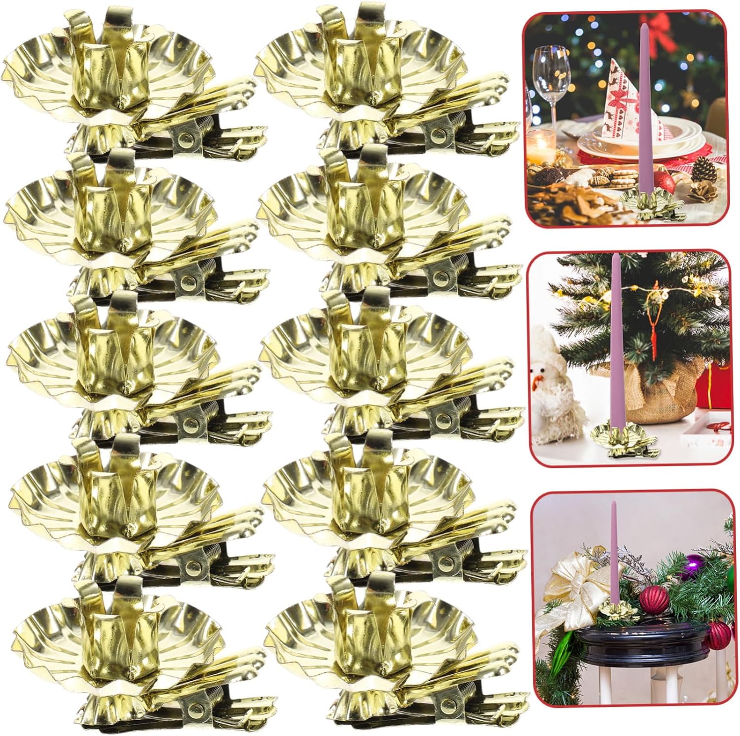 Christmas Candlestick Holder Clip Set for Tree Decor