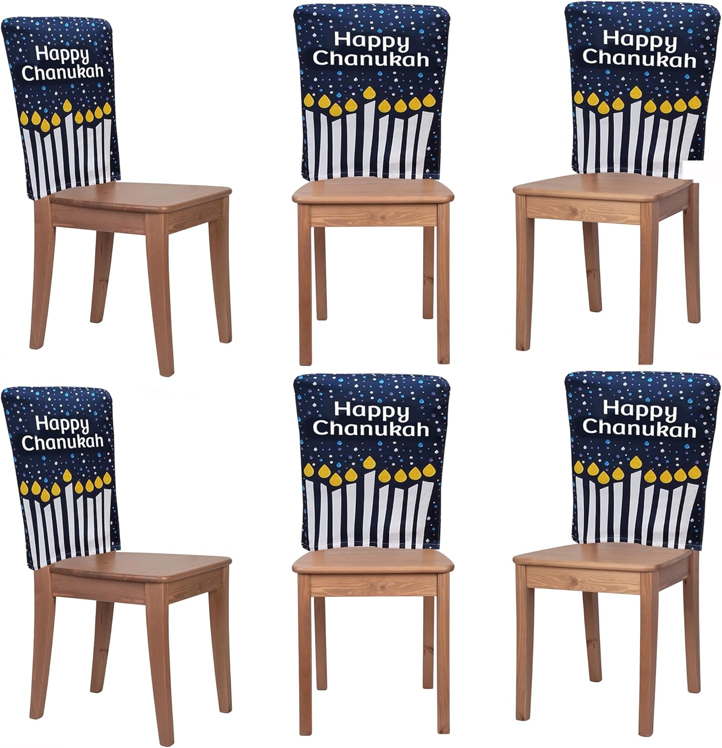 Zion Judaica Hanukkah Decor Chair Covers Set of 6