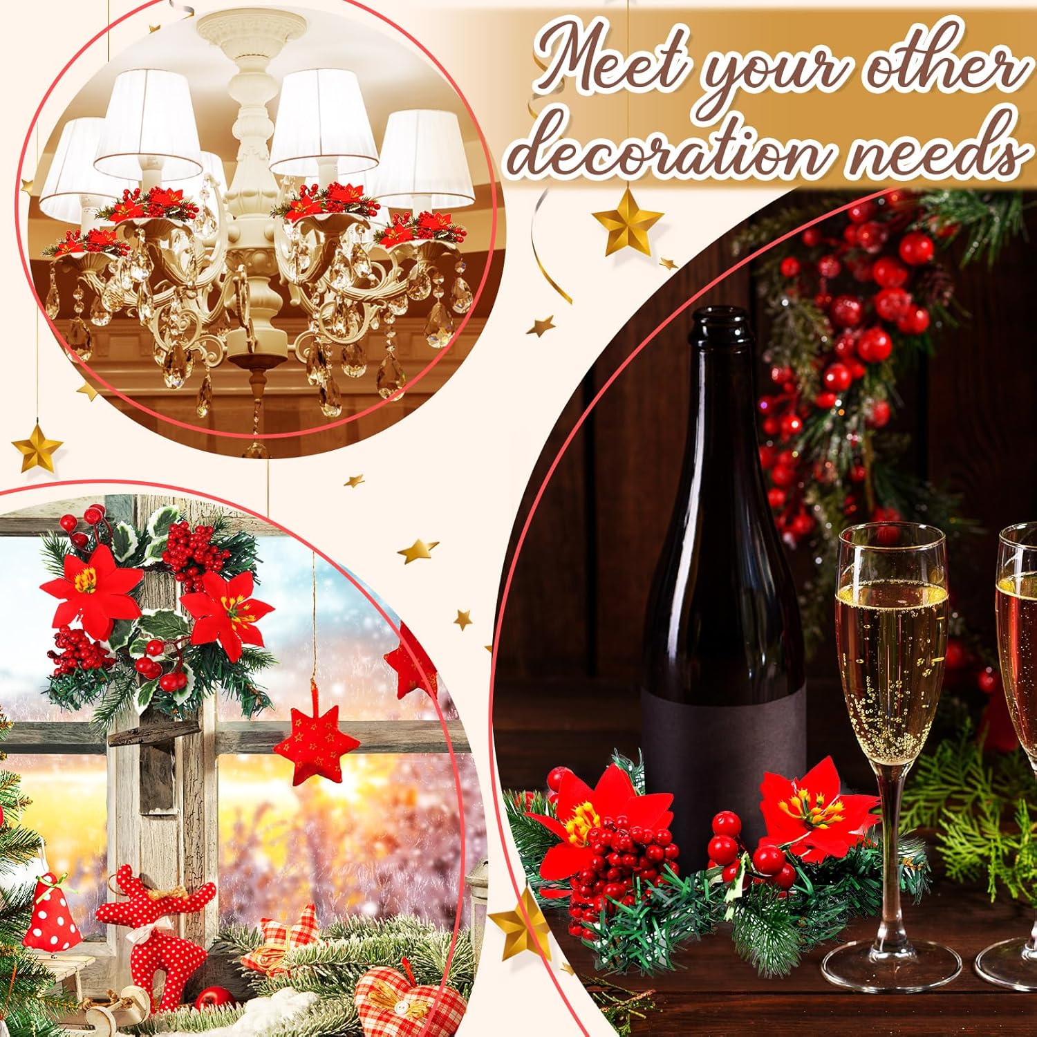 Yilloog 8 Piece Christmas Candle Wreath Holder Rings Set