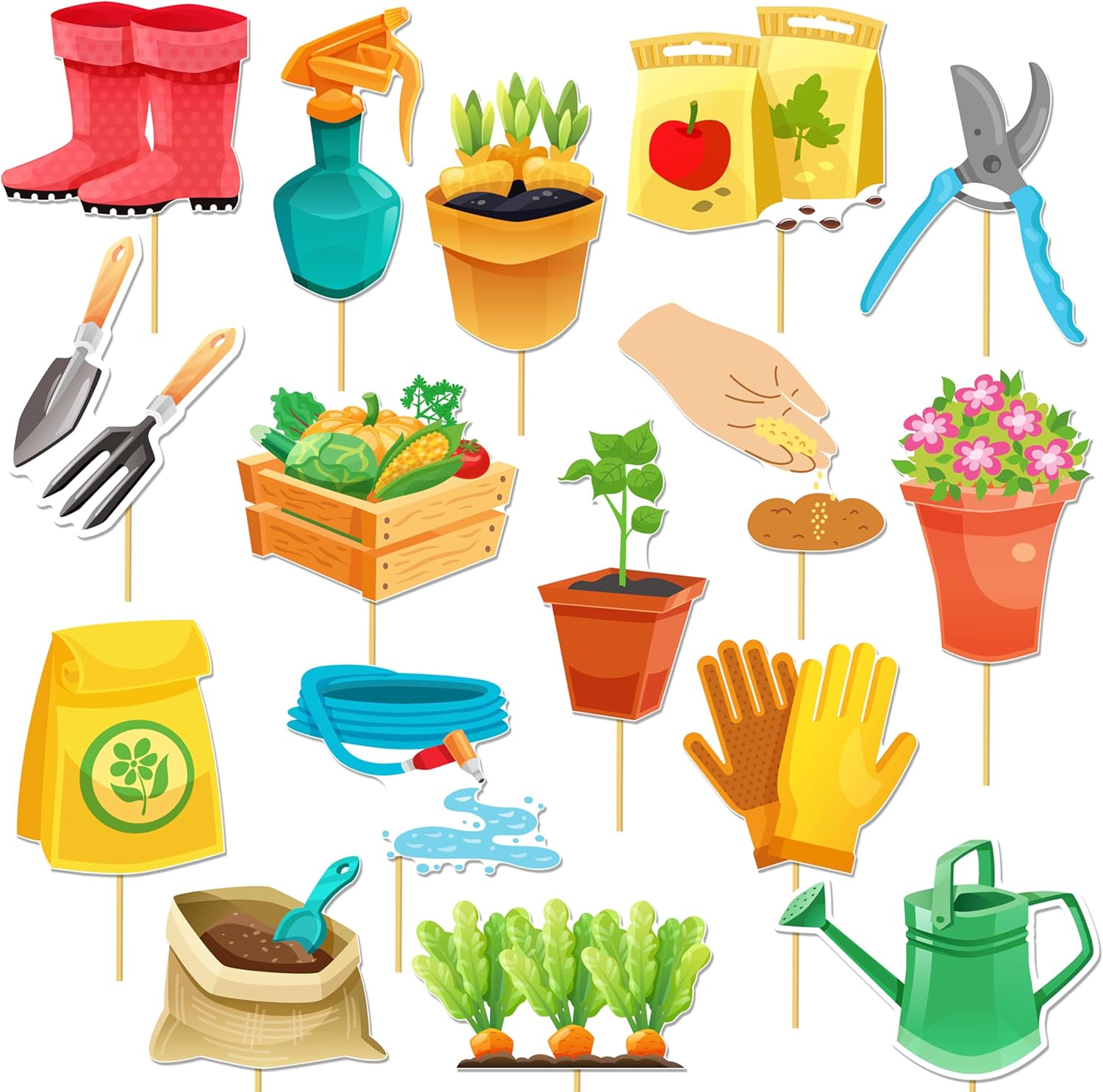 21Pcs Garden Tool Centerpiece Sticks for Birthday Party Decorations