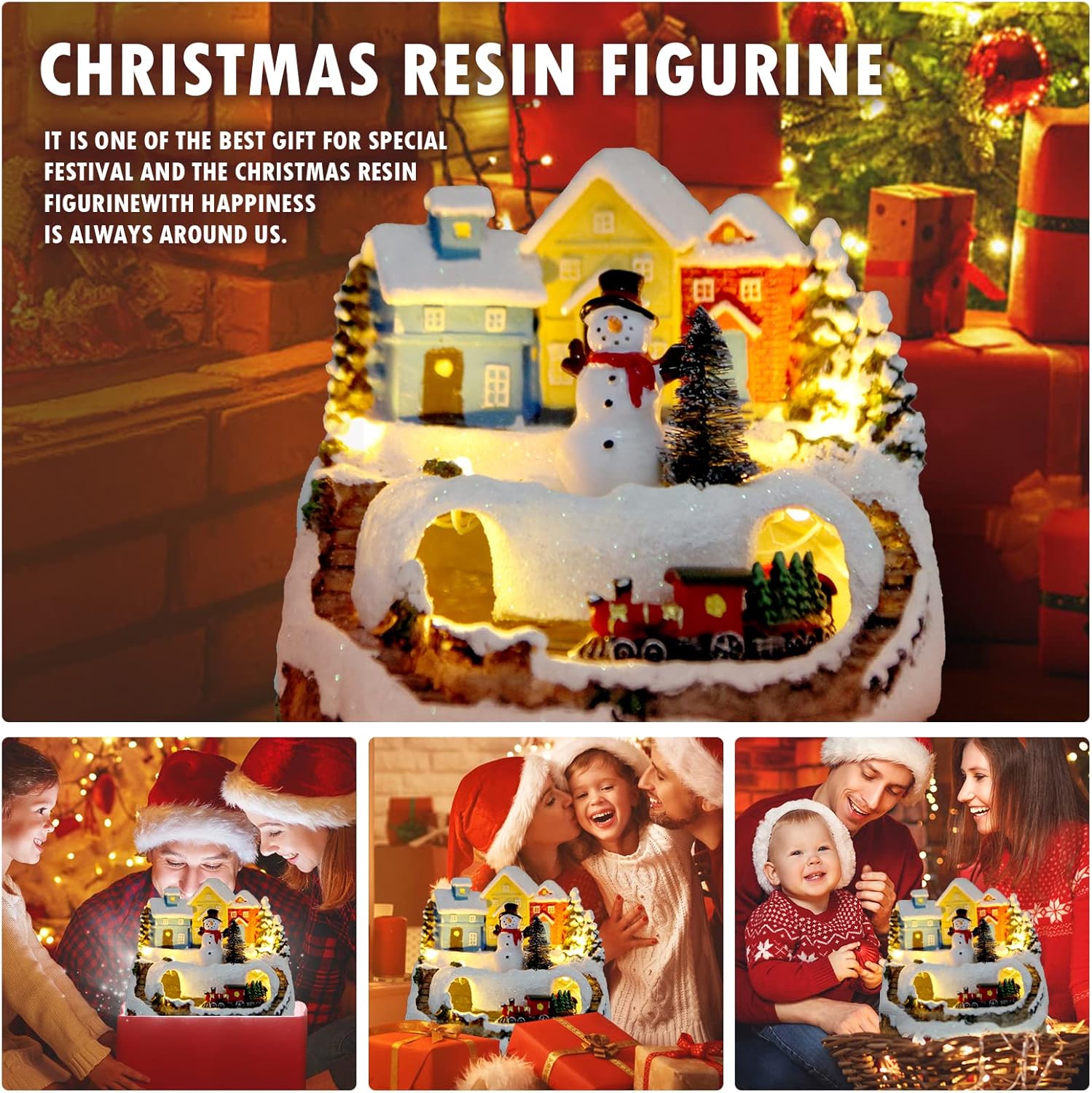 TOYESUNA Christmas Village Musical Snow Globe with LED Light