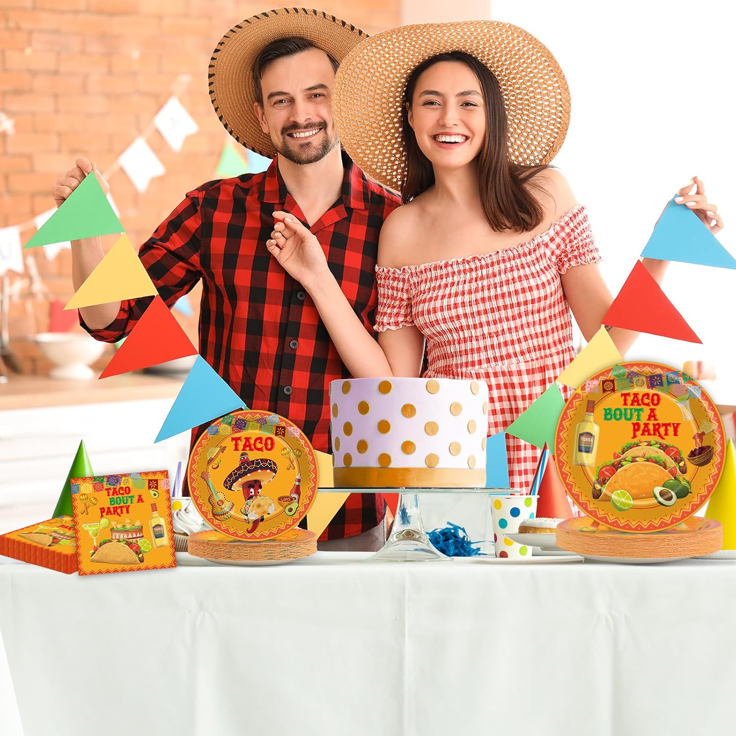 ZOiiWA 100 Pcs Mexican Fiesta Tableware Set for 25 Guests