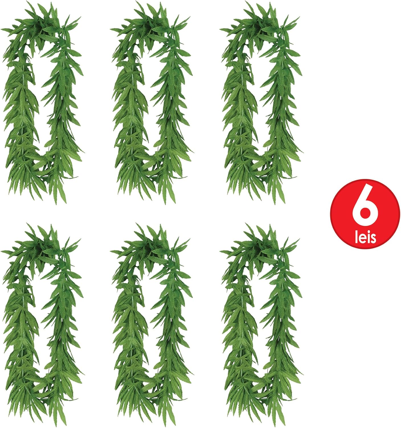 Beistle Tropical Fern Leaf Leis 6 Piece Set
