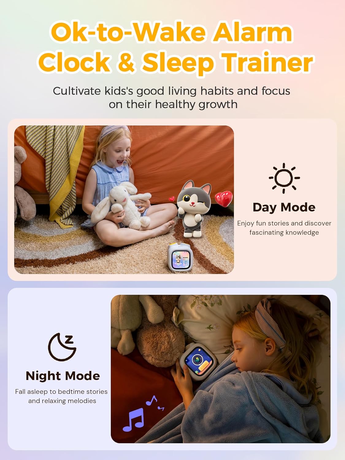 PawPal Digital Pet Alarm Clock - Sleep Trainer for Kids 3-8