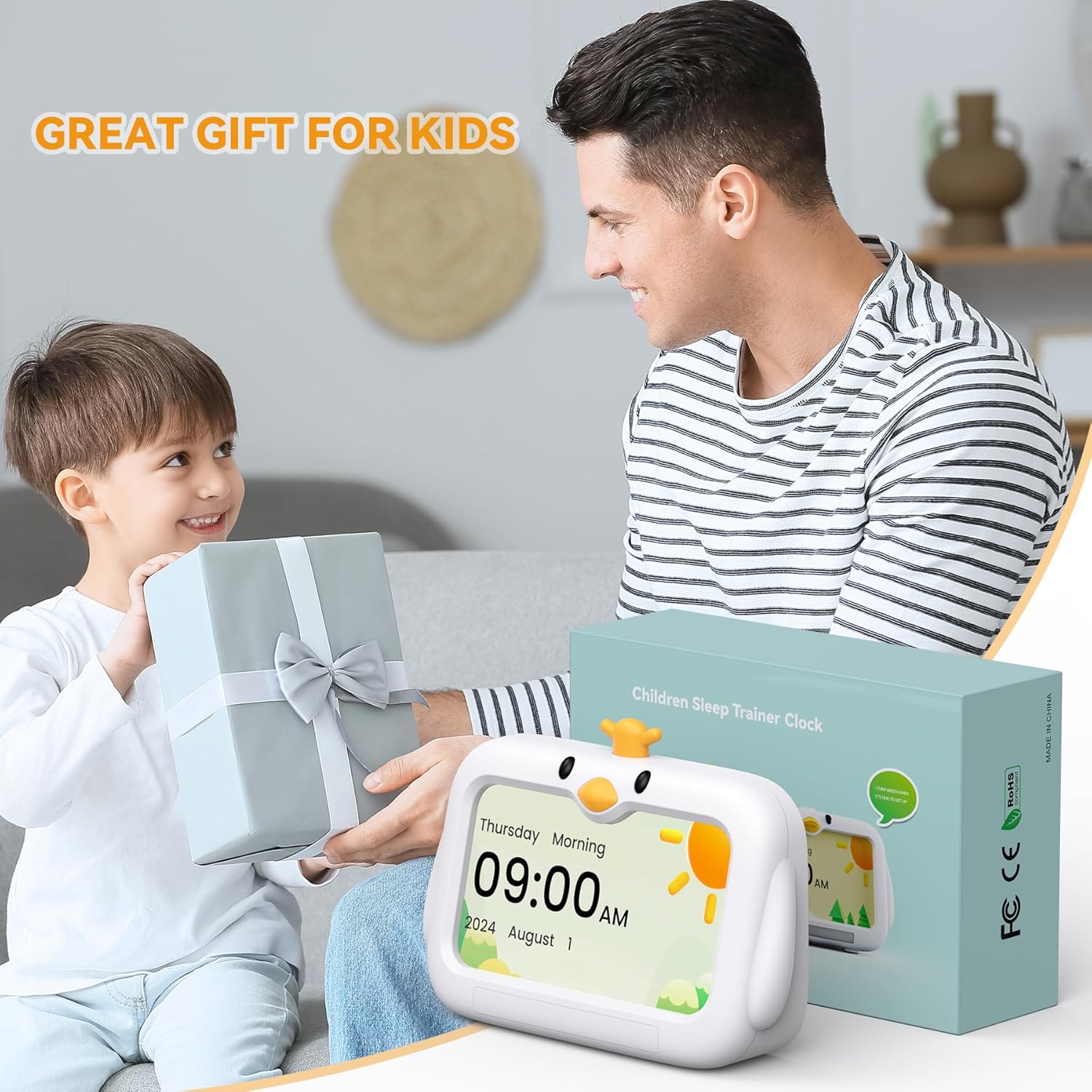 Mitoart Kids Alarm Clock with Night Lights and Sounds