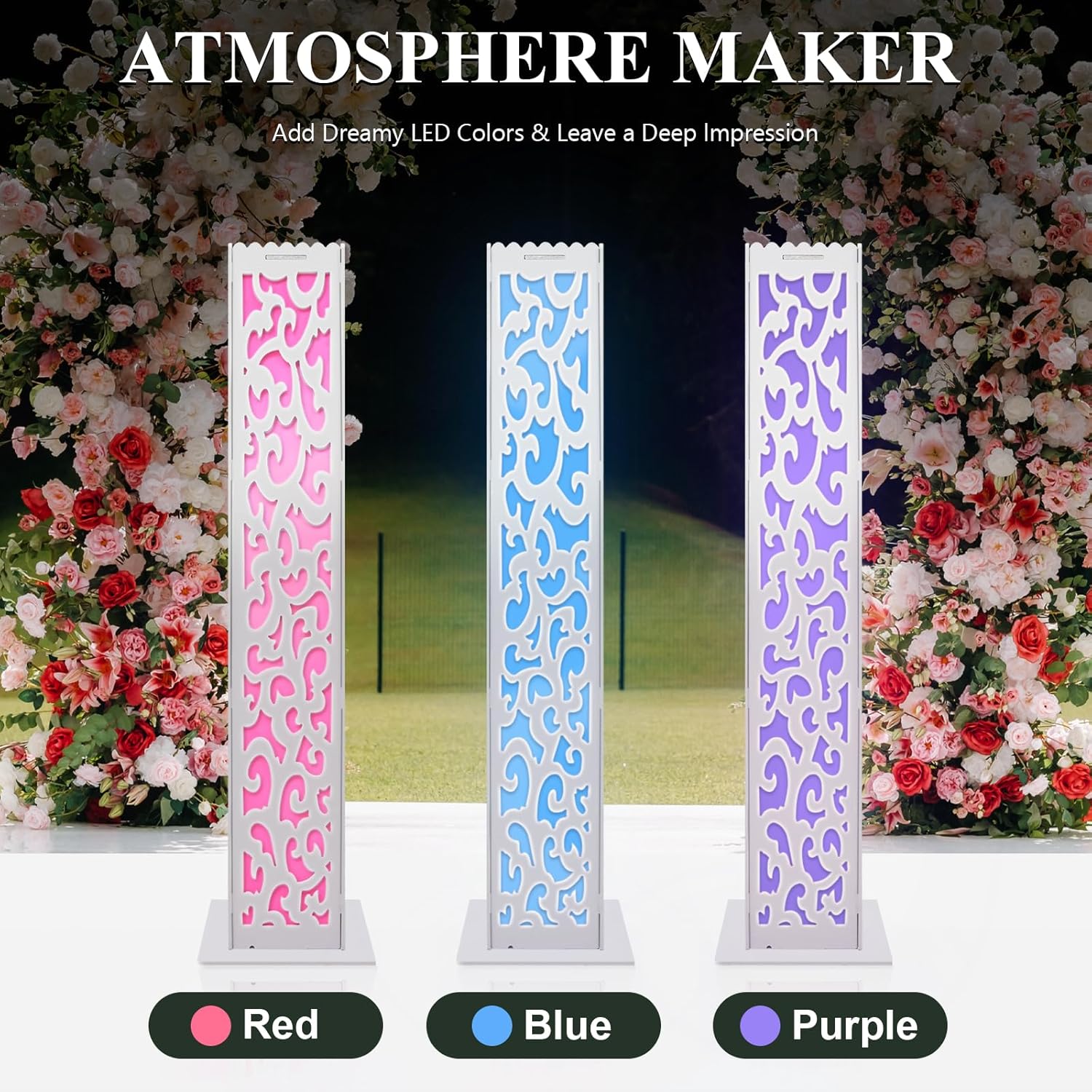 8PCS White Wedding Columns and Pillars with Engraved Roman Design
