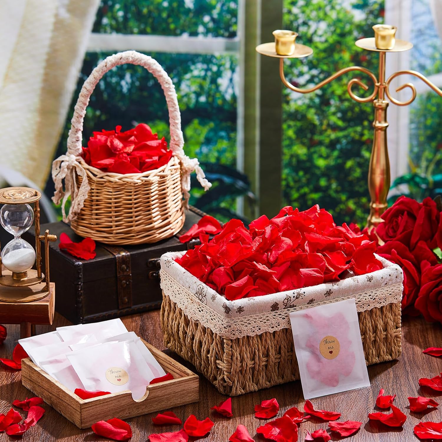 Suncalla Biodegradable Confetti Red Rose Petals 60 Pcs Wedding Decor