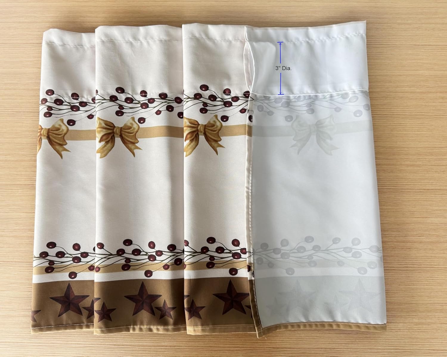 Country Stars Bows Red Berry Barn Valance Curtain for Privacy