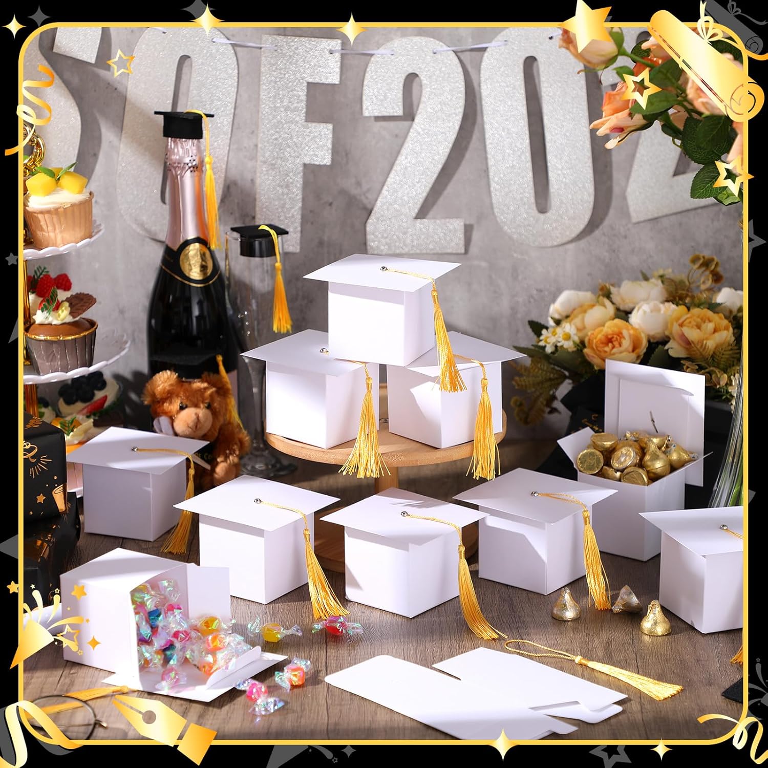 TaoBary 12 Piece Graduation Cap Boxes White