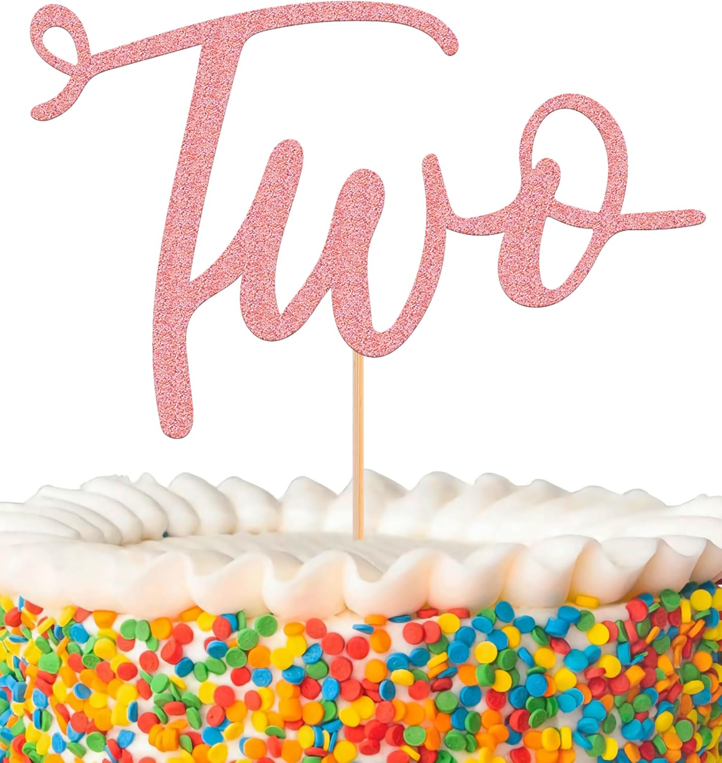 Glitter Golden 2nd Birthday Cake Topper