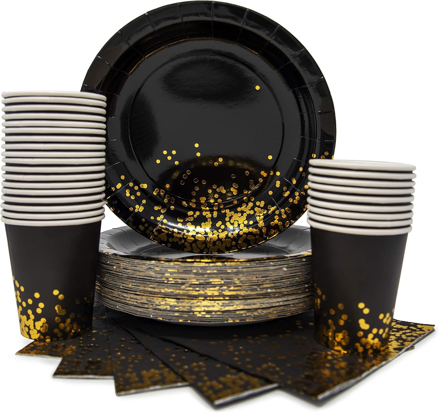 Black and Gold Confetti Napkins 50 Pack 3-Ply