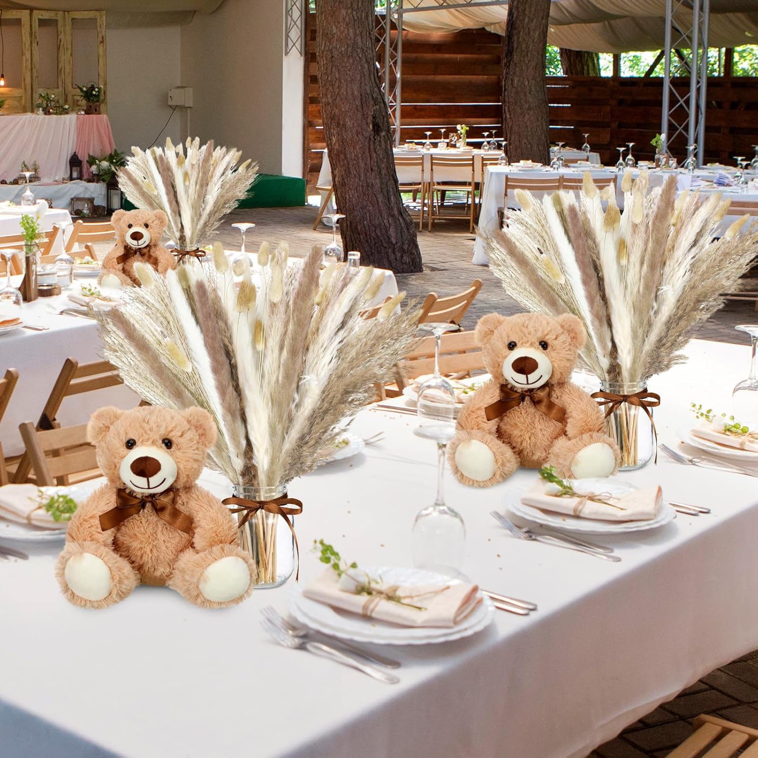 6 Sets 123 Pcs Baby Shower Centerpieces with Bow and Vase