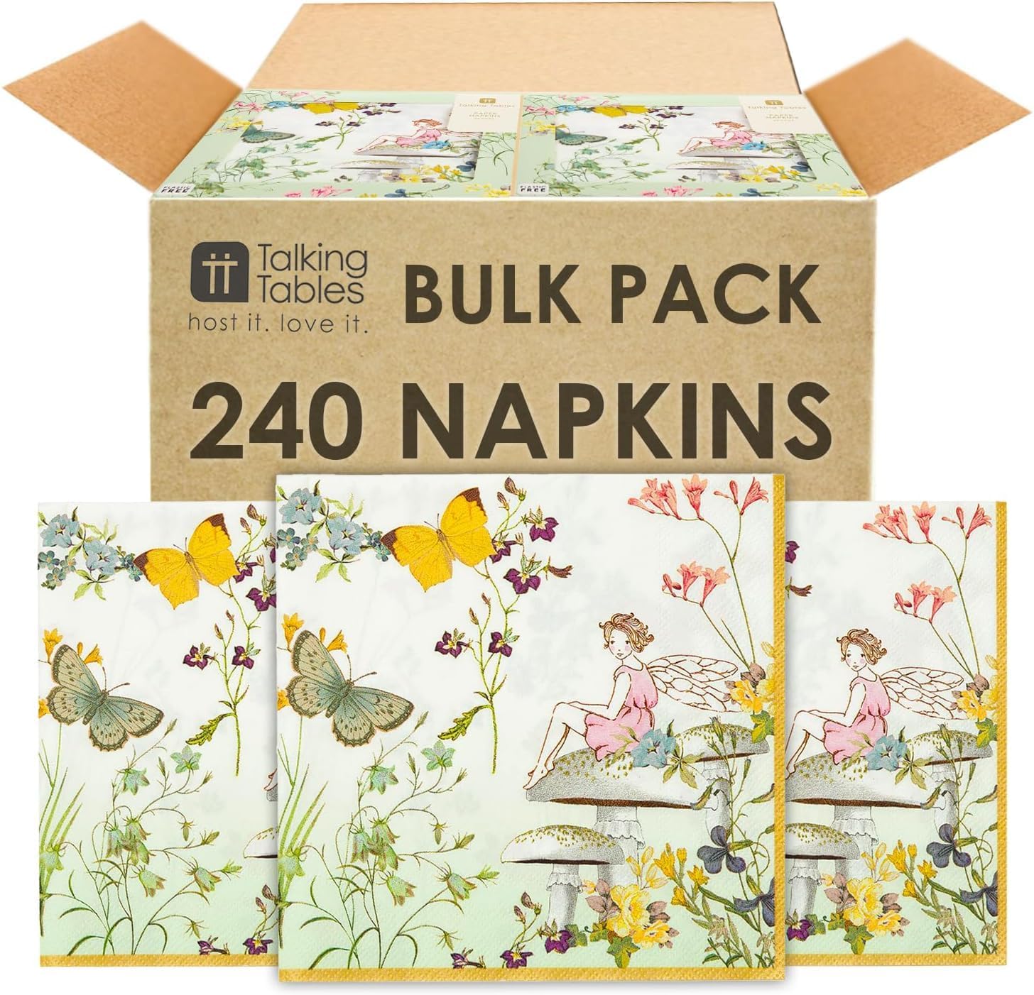 Talking Tables 240 Fairy Napkins Floral Paper Serviettes for Parties