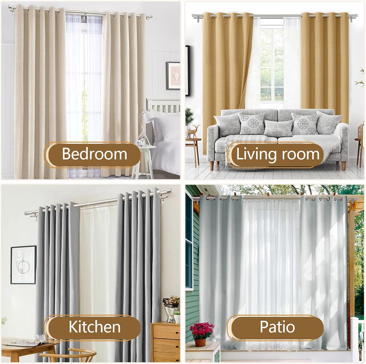 TONIAL 1 Inch Heavy Duty Double Curtain Rods