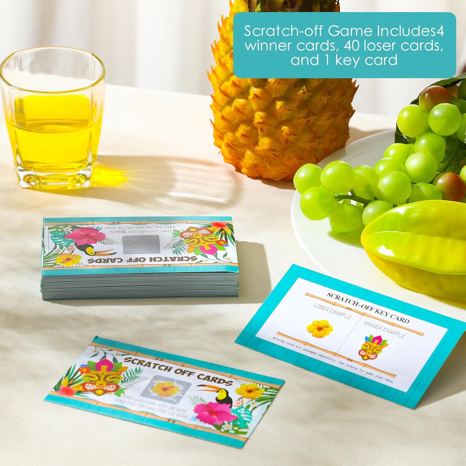 Dunzoom 89 Pcs Summer Scratch Off Game Cards for Luau Party