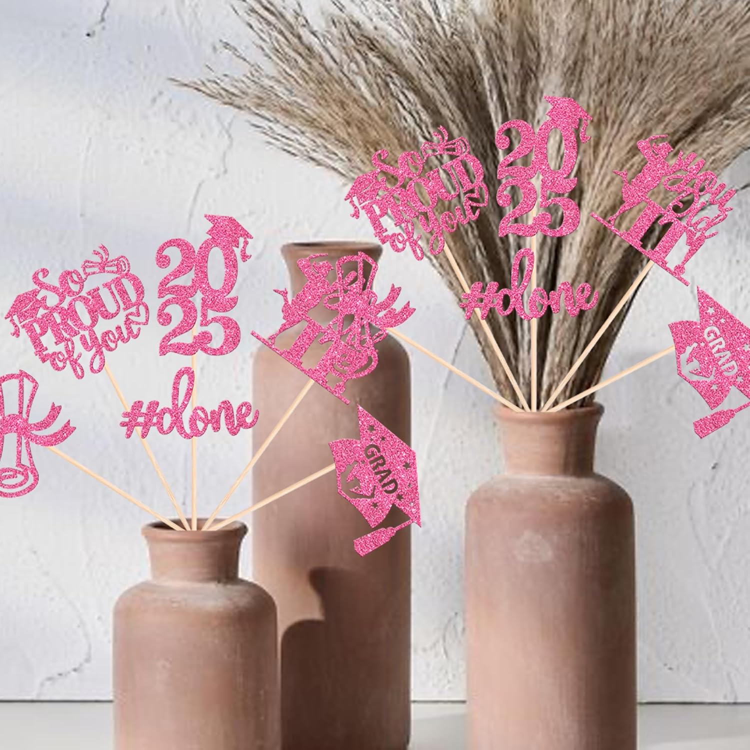2025 Graduation Centerpiece Sticks with Glitter Pink