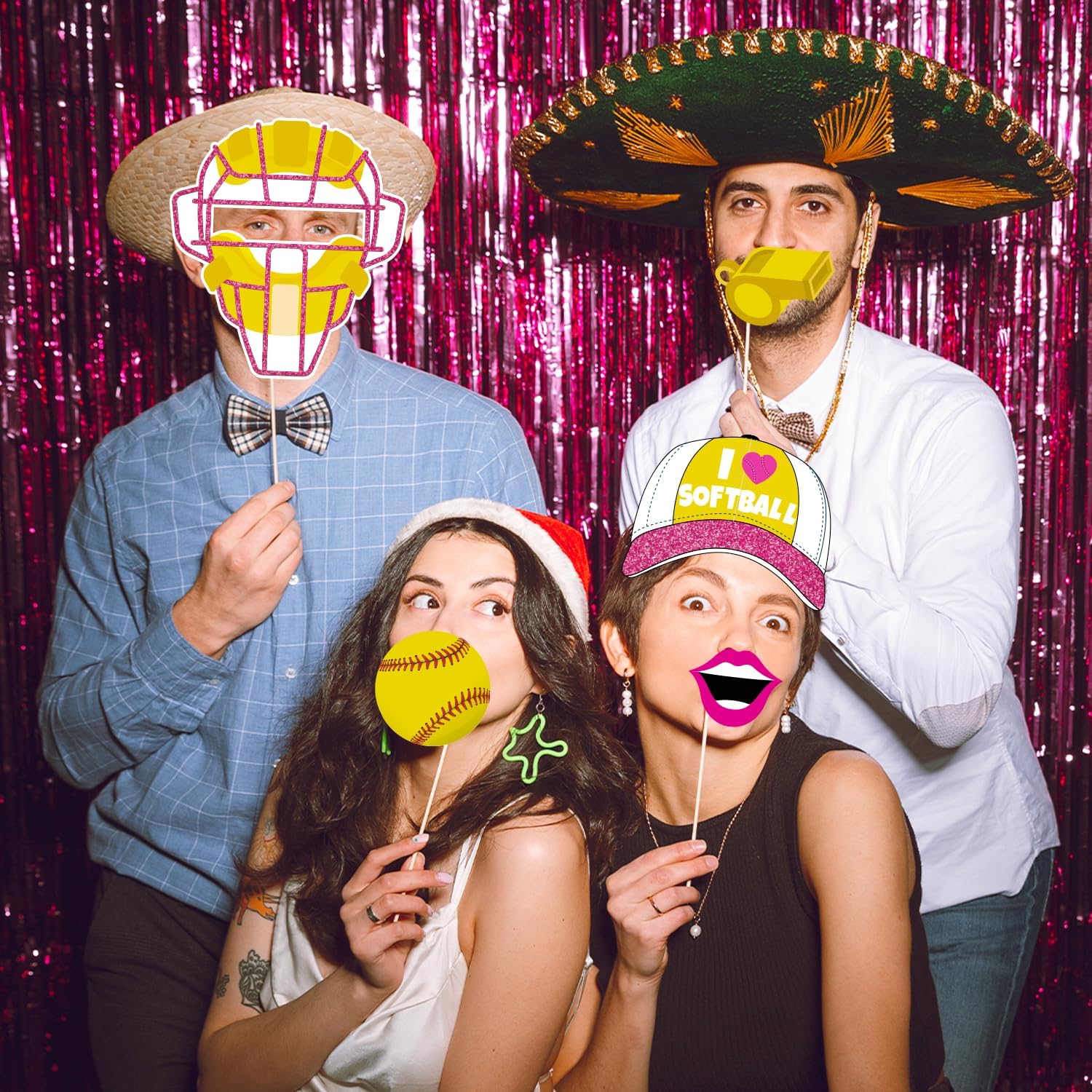 Softball Themed Photo Booth Props Set for Birthday Parties