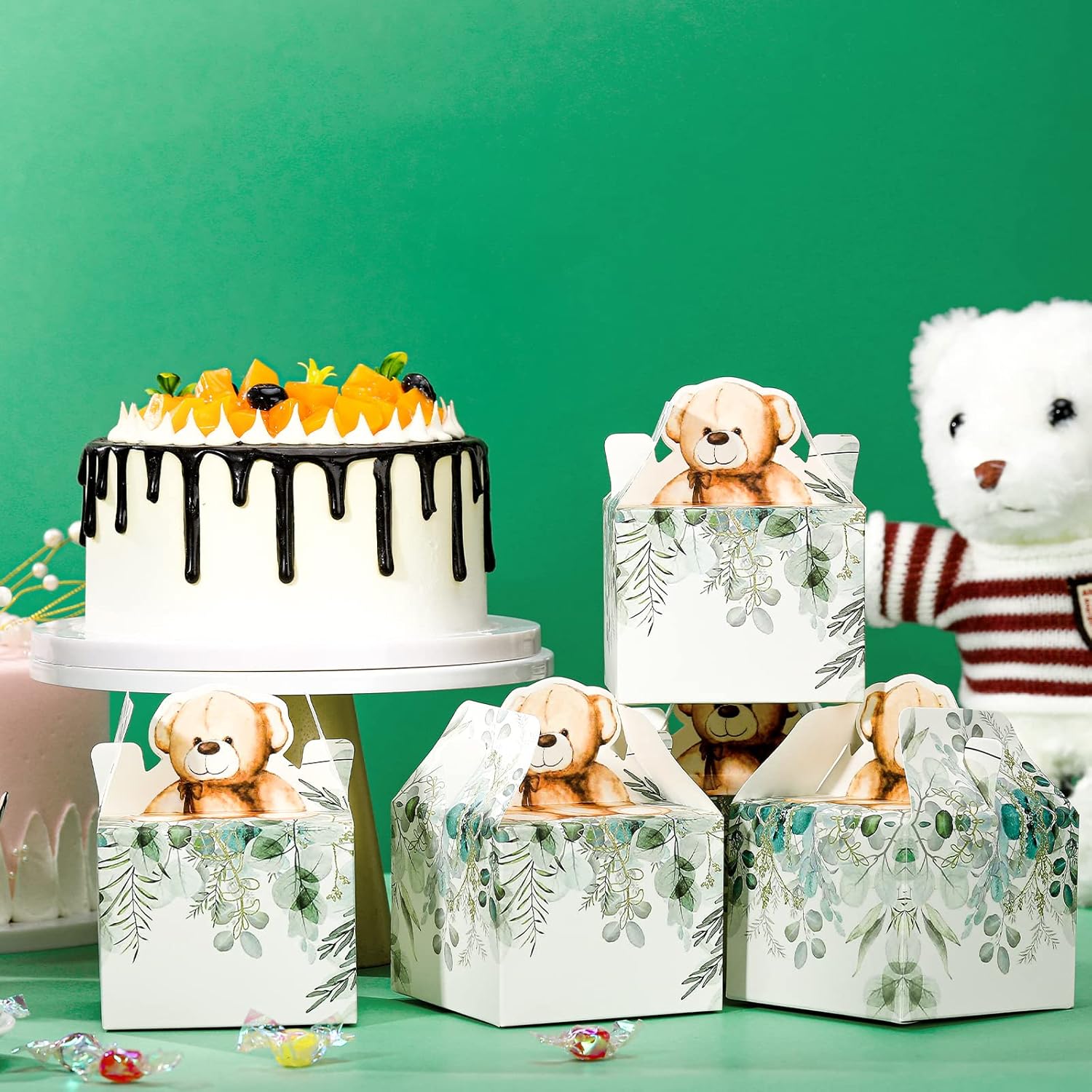 Spakon 50 Pack Bear Baby Shower Favor Boxes