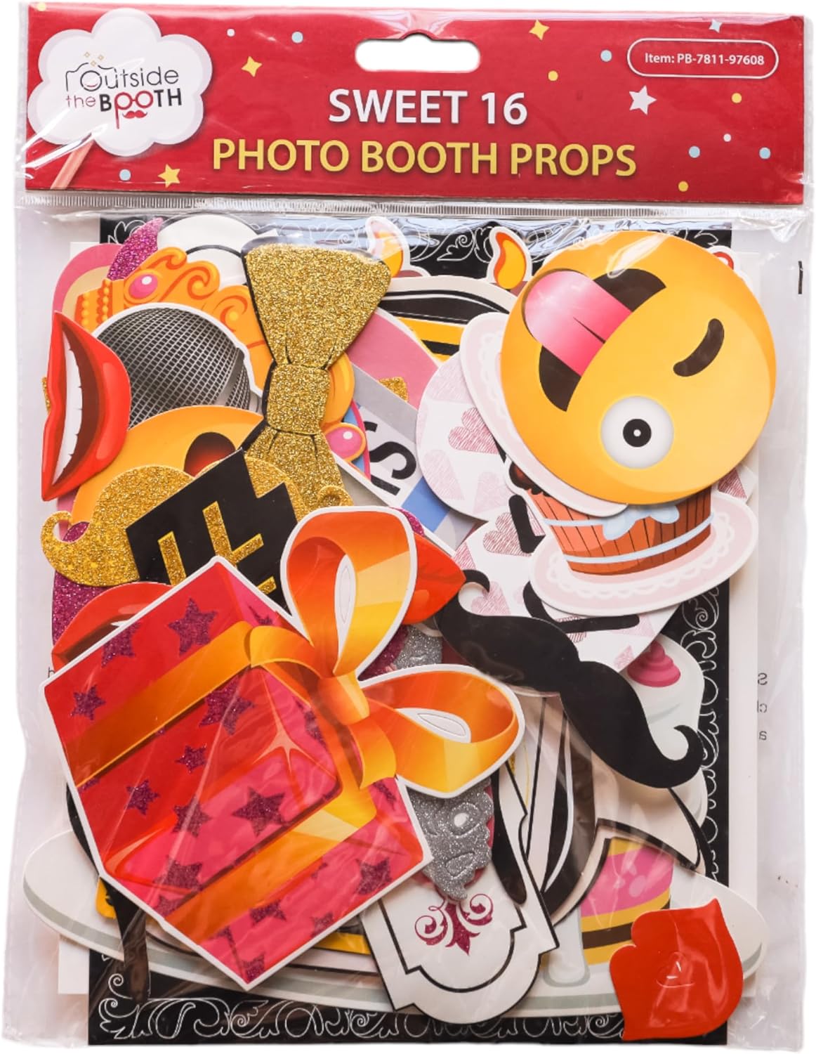 Sweet 16 Photo Booth Props Set - 41 Pieces with Sign and Sticks