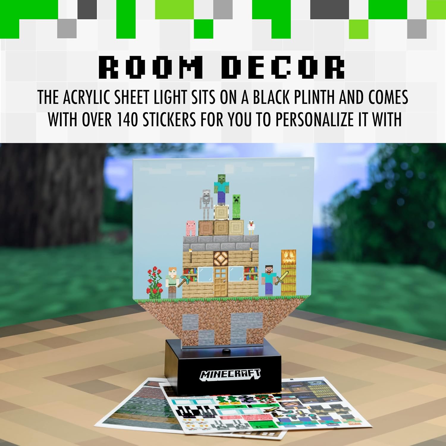 Minecraft Build a Level Light Customizable Desk Lamp with 140 Stickers
