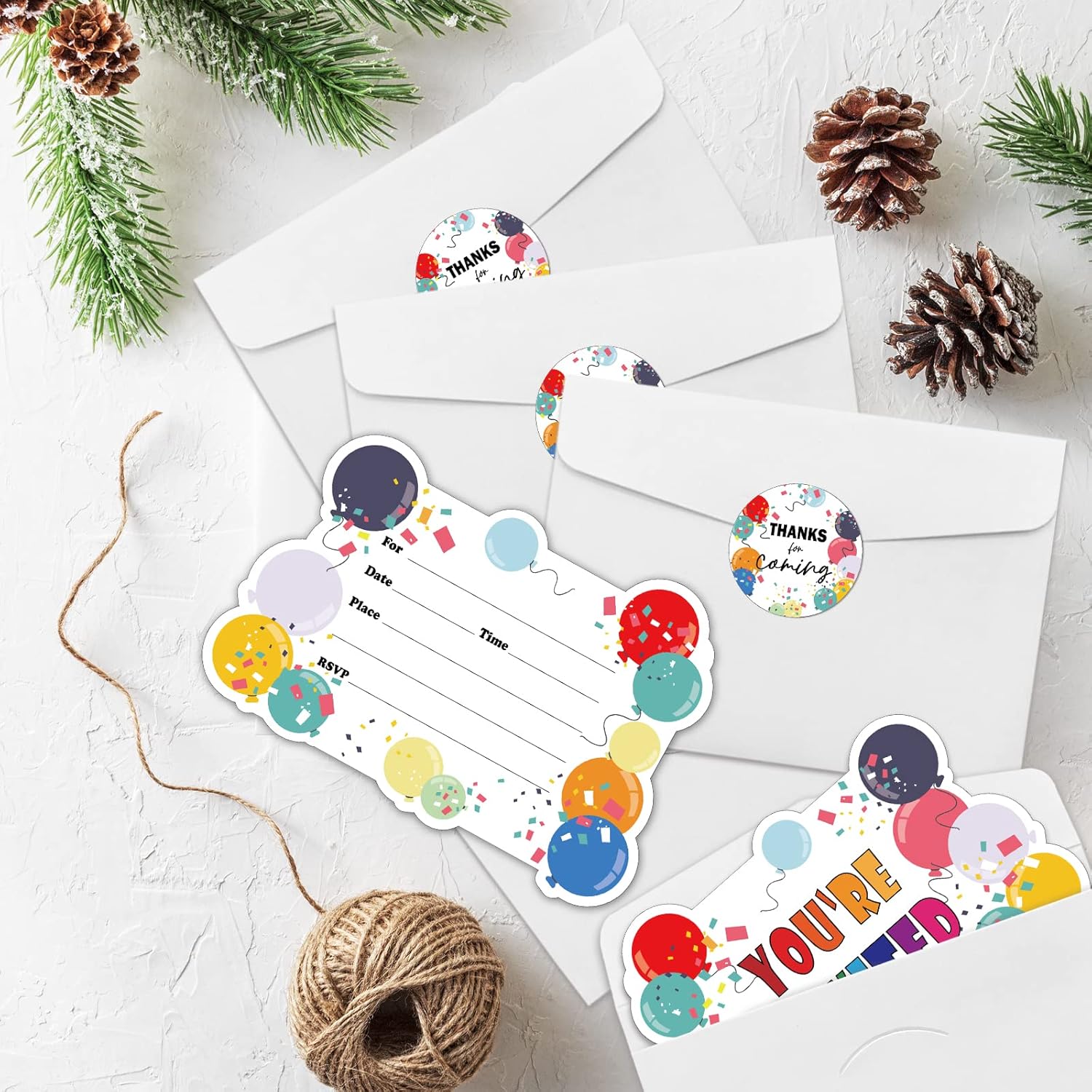 REWIDPARTY Balloon Party Invitations Set of 15