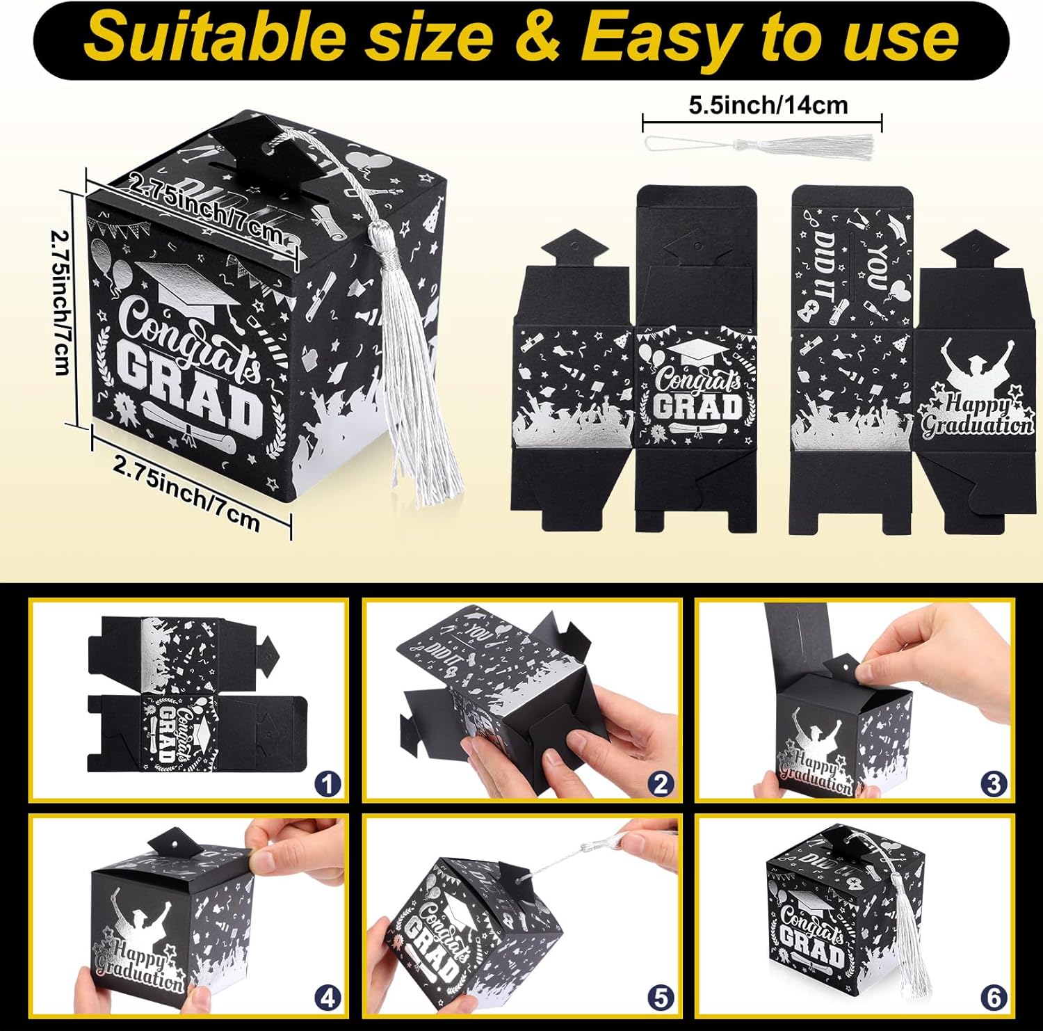 Tenceur 30 Pcs Graduation Cap Party Favor Box Set