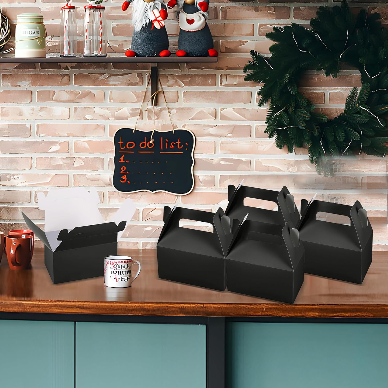 XAGLVV 24 Pcs Black Party Favor Box with Handles