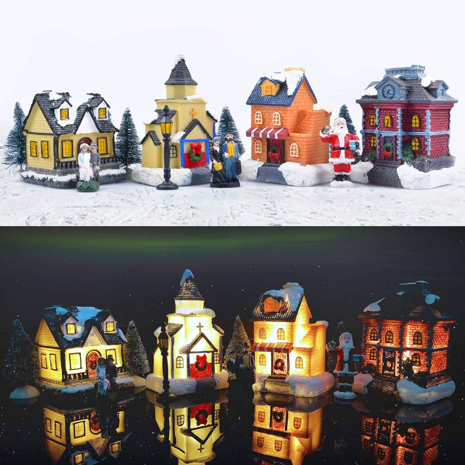 Zornrc Christmas Village Set with LED Lights