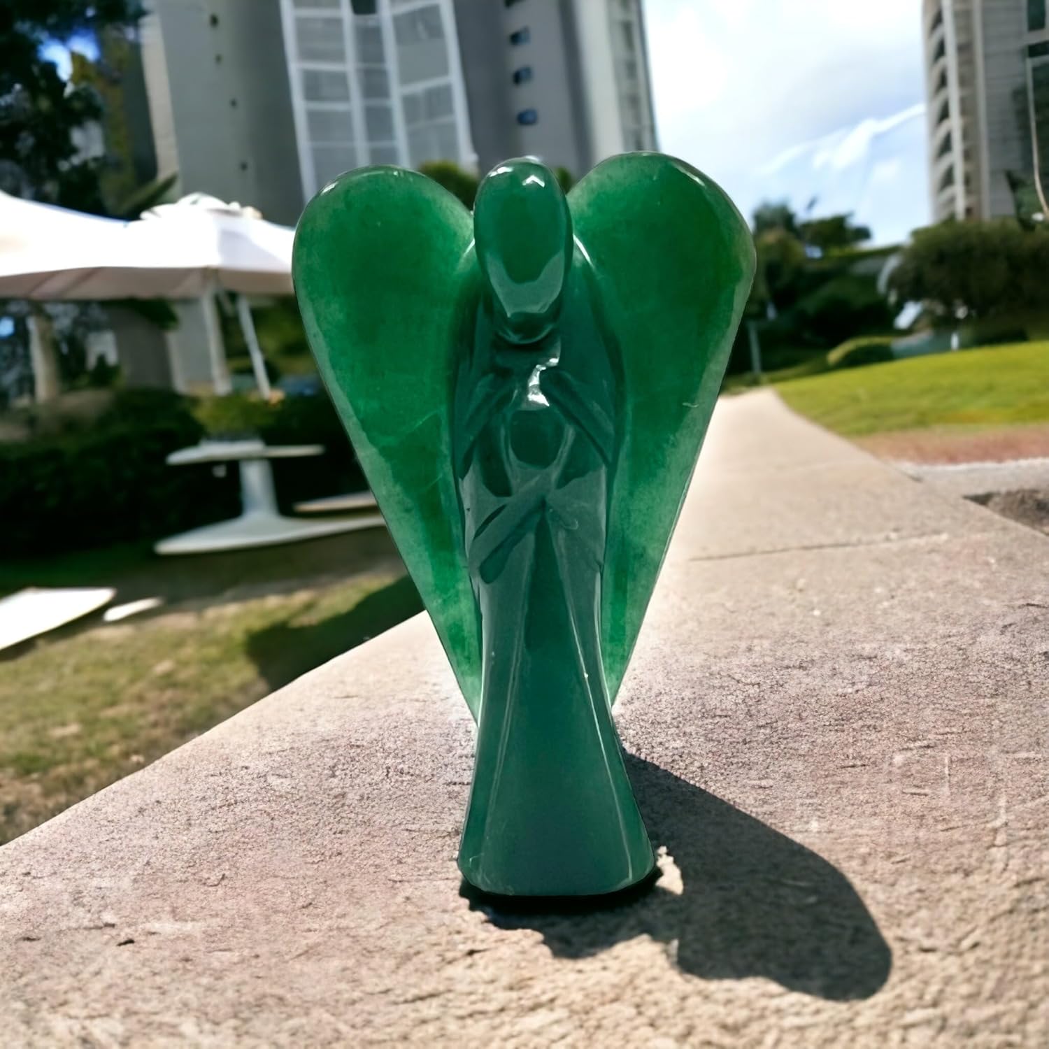 Green Jade Angel Statue 2 Inch Crystal Guardian Angel Figurine