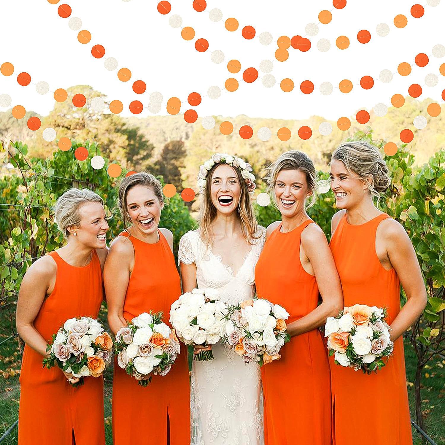 Orange White Fall Party Decorations Garland 52ft