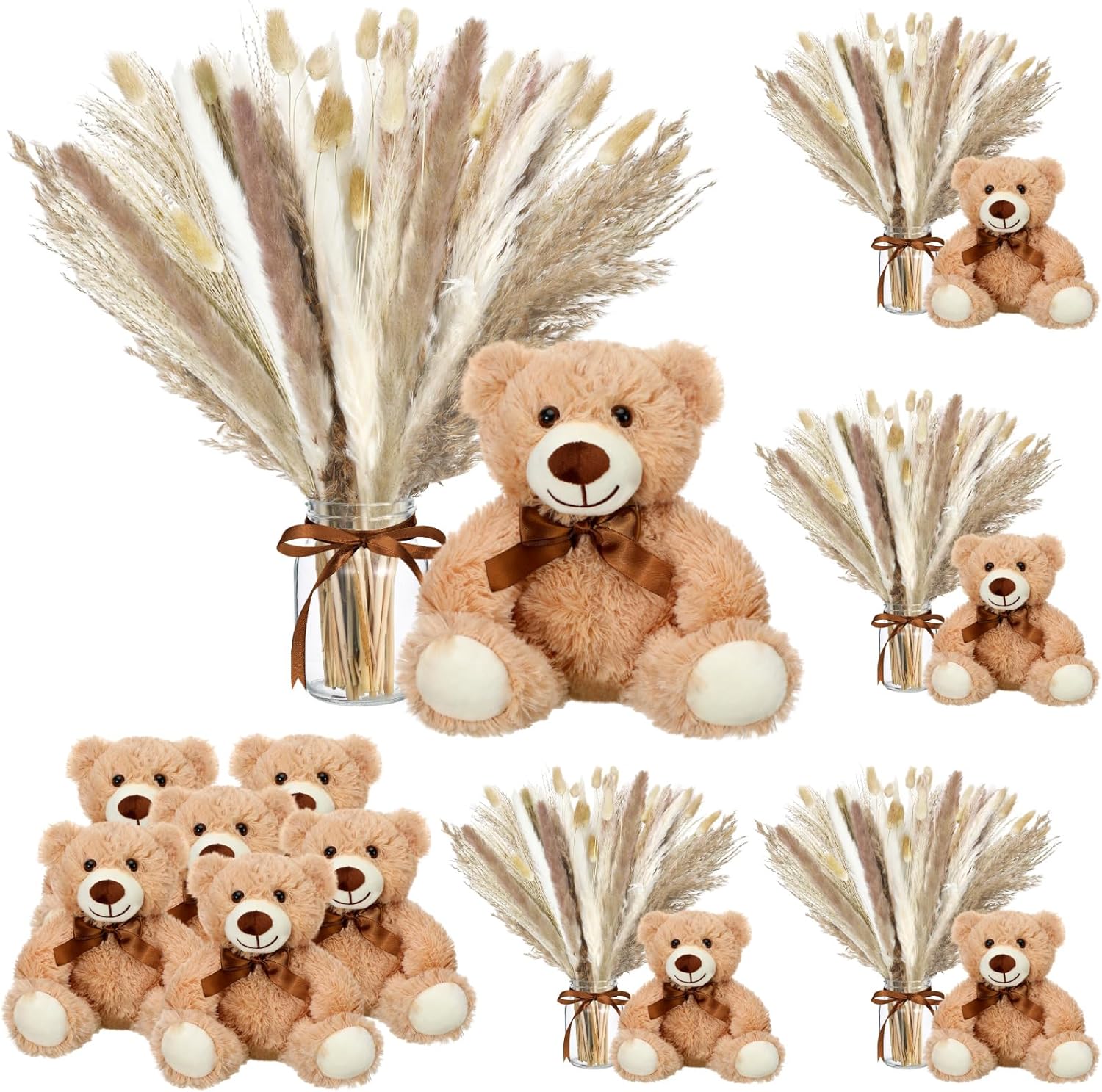 6 Sets 123 Pcs Baby Shower Centerpieces with Bow and Vase