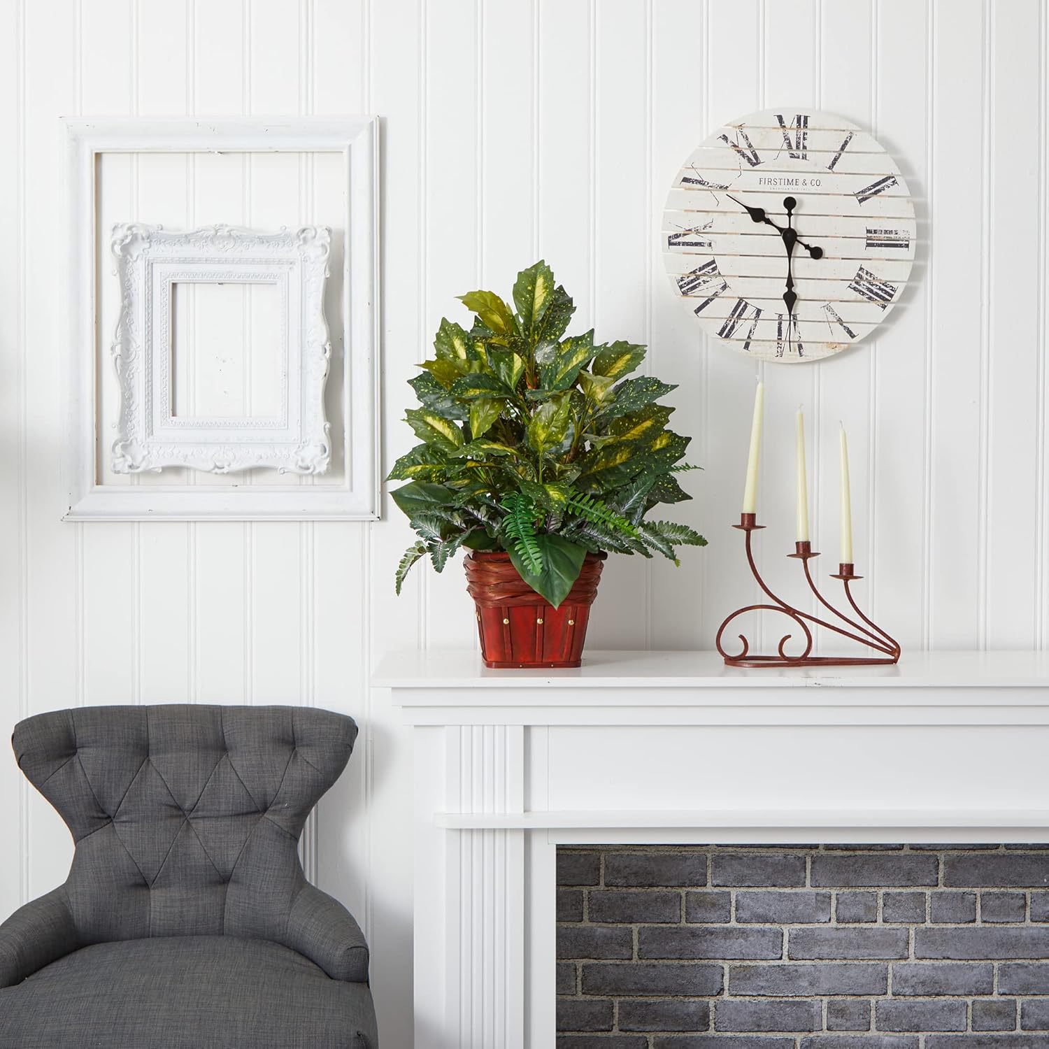 Nearly Natural 6527 Greens with Wicker Decorative Silk Plant