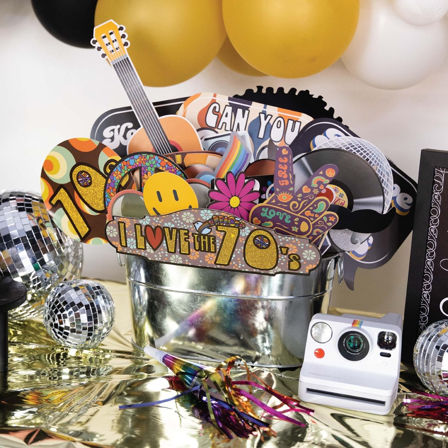 70s Photo Booth Props - 41 Piece Disco Kit