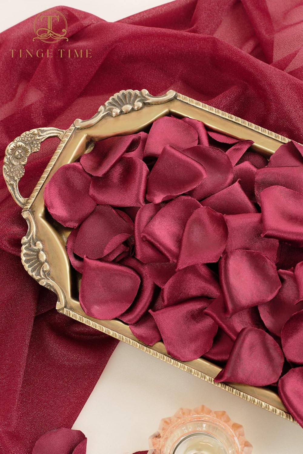 TINGE TIME 300pcs Silk Rose Petals Heart Shape Wedding Decor