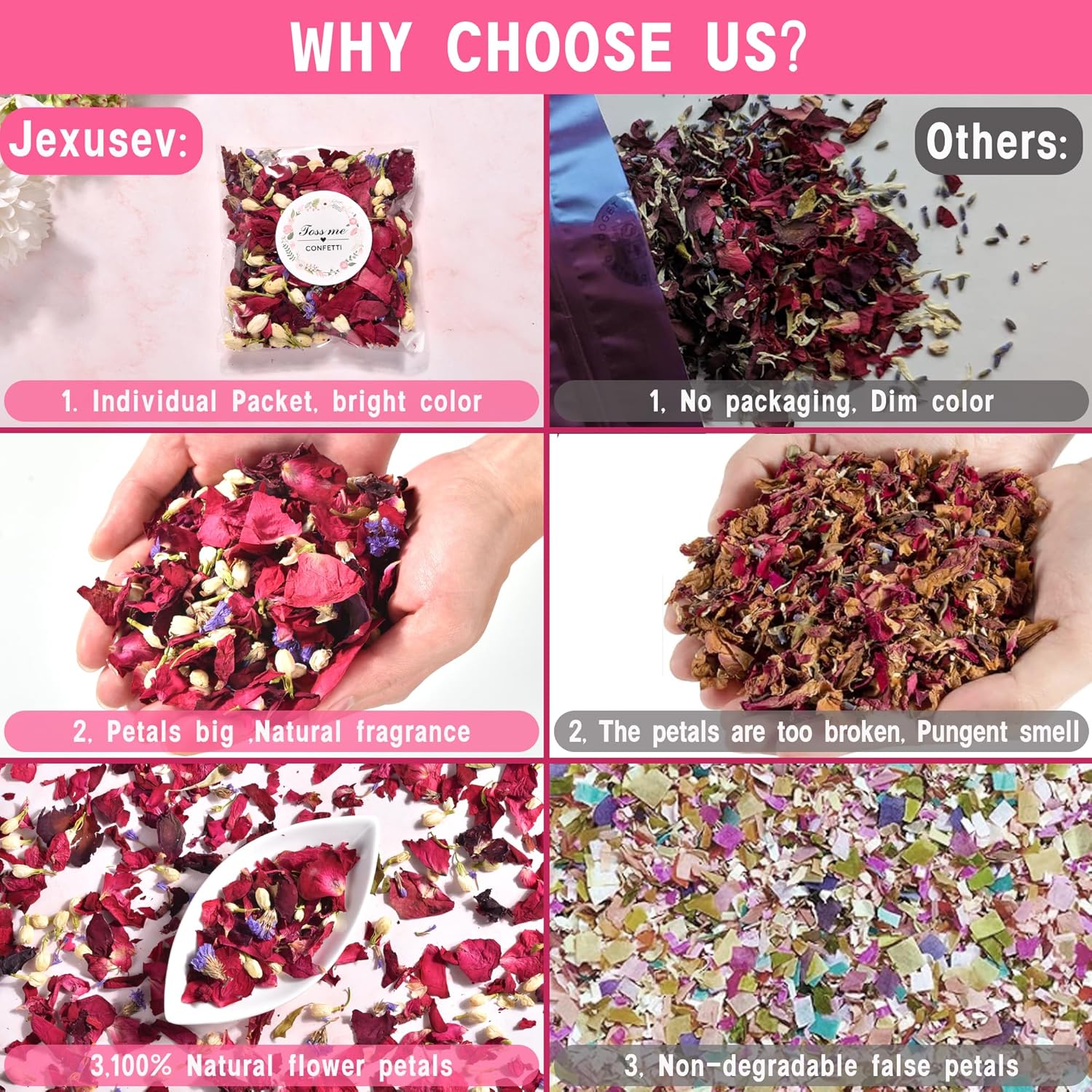 20 Pack Biodegradable Confetti Petals Real Dried Rose Petals Wedding Send Off