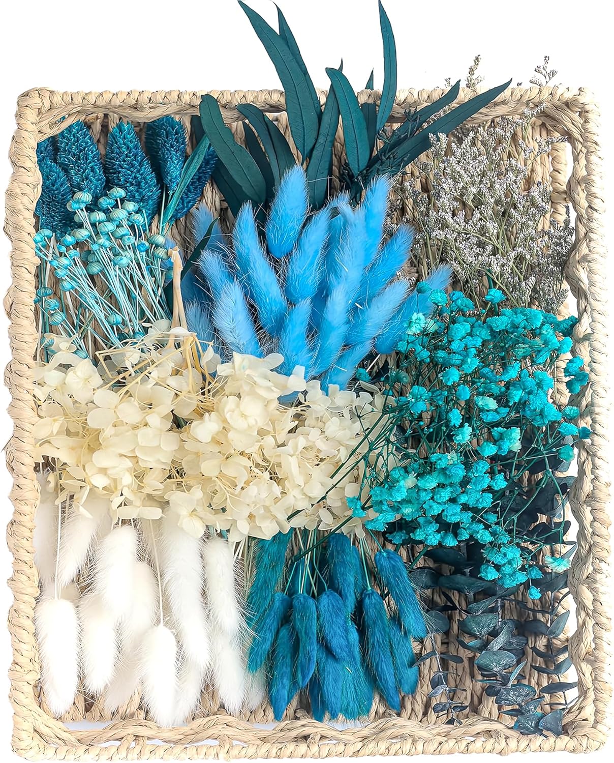 DIY Peacock Blue Dried Flower Set with Stems