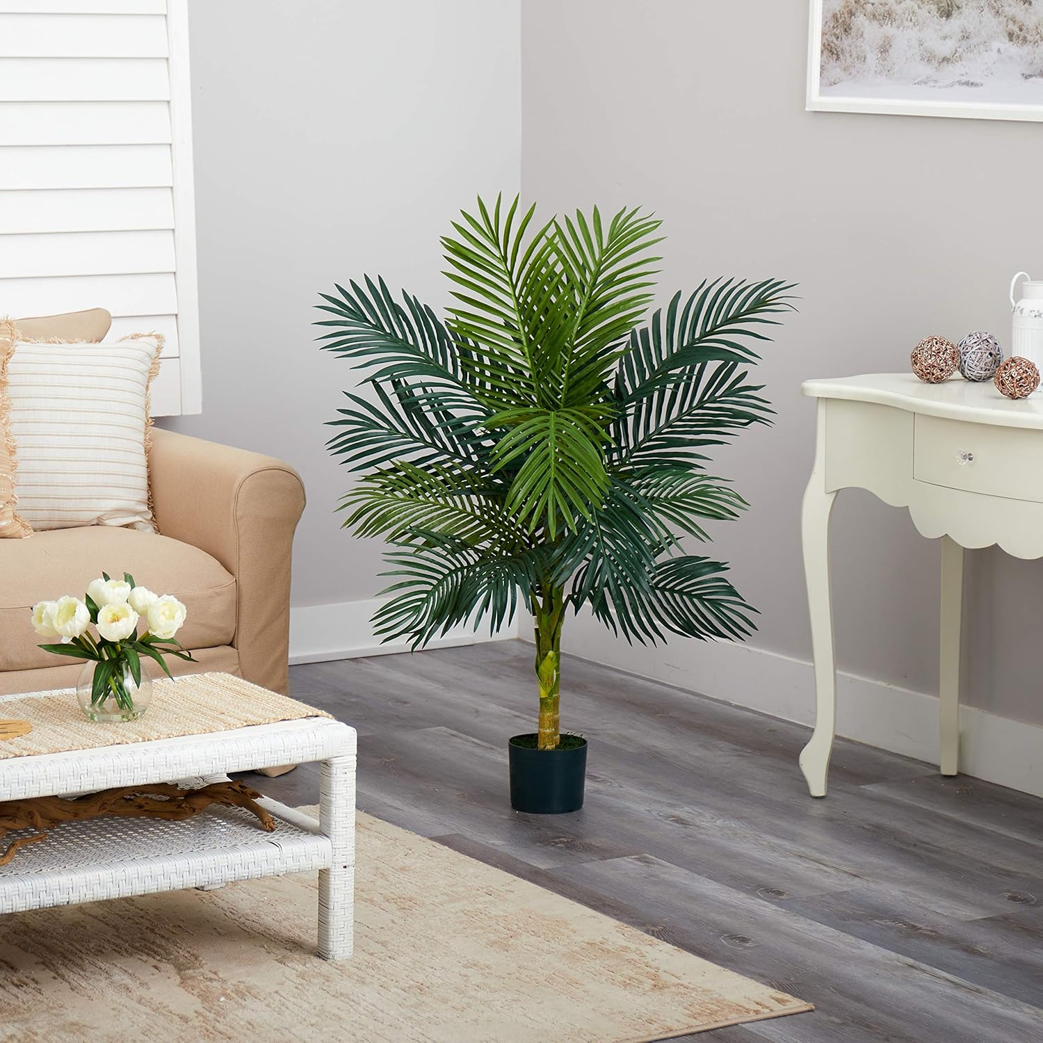 Nearly Natural 4ft Golden Cane Palm Artificial Tree 1