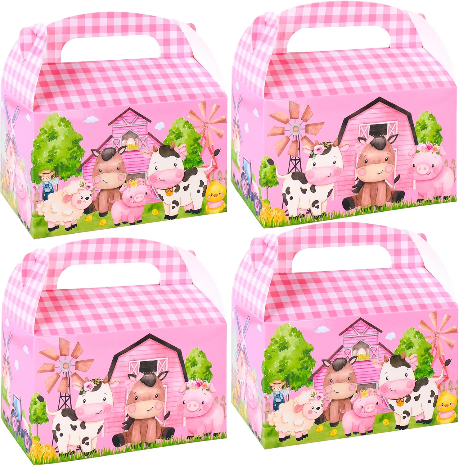 24Pcs Farm Animals Gable Boxes Party Favors
