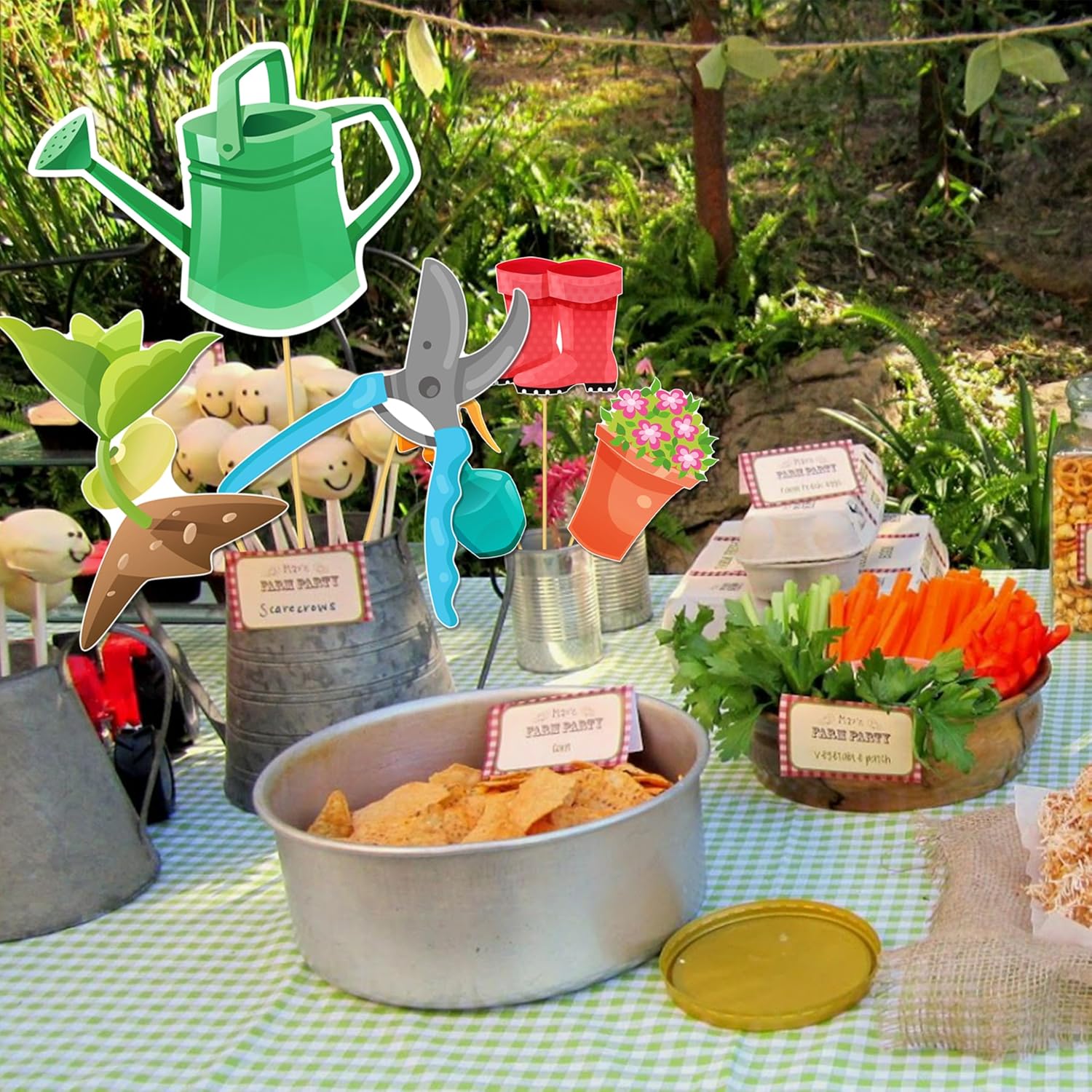 21Pcs Garden Tool Centerpiece Sticks for Birthday Party Decorations