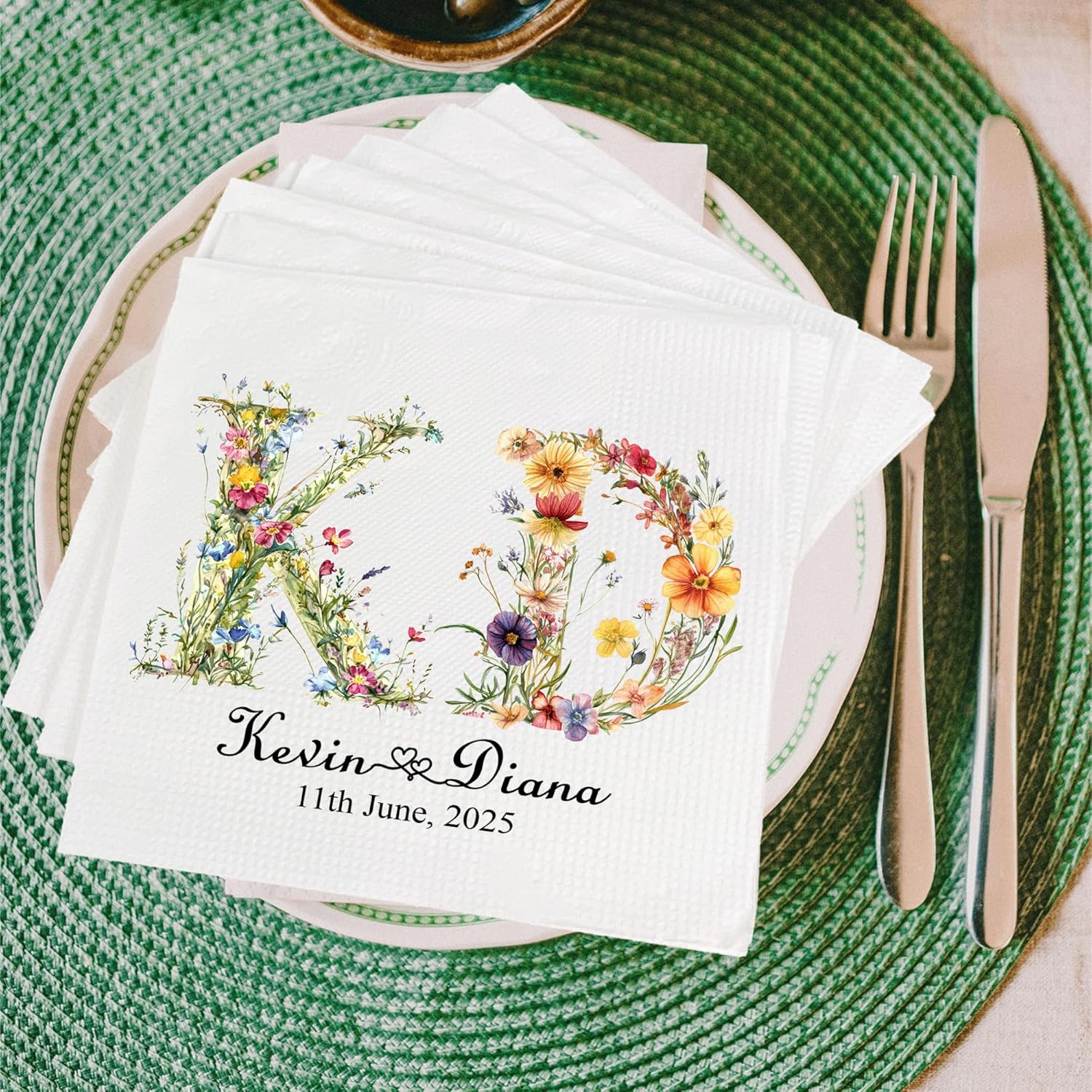 Custom Wedding Napkins - 15 to 1000 Count - Personalized Monogram Design