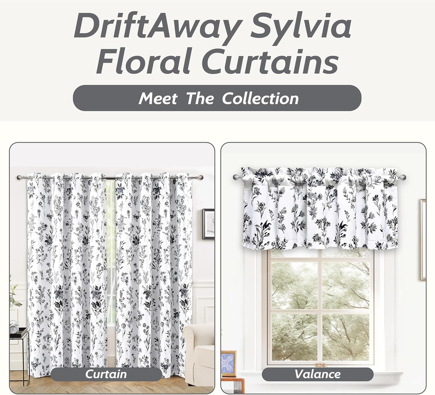 DriftAway Sylvia Floral Pattern Lined Thermal Curtains