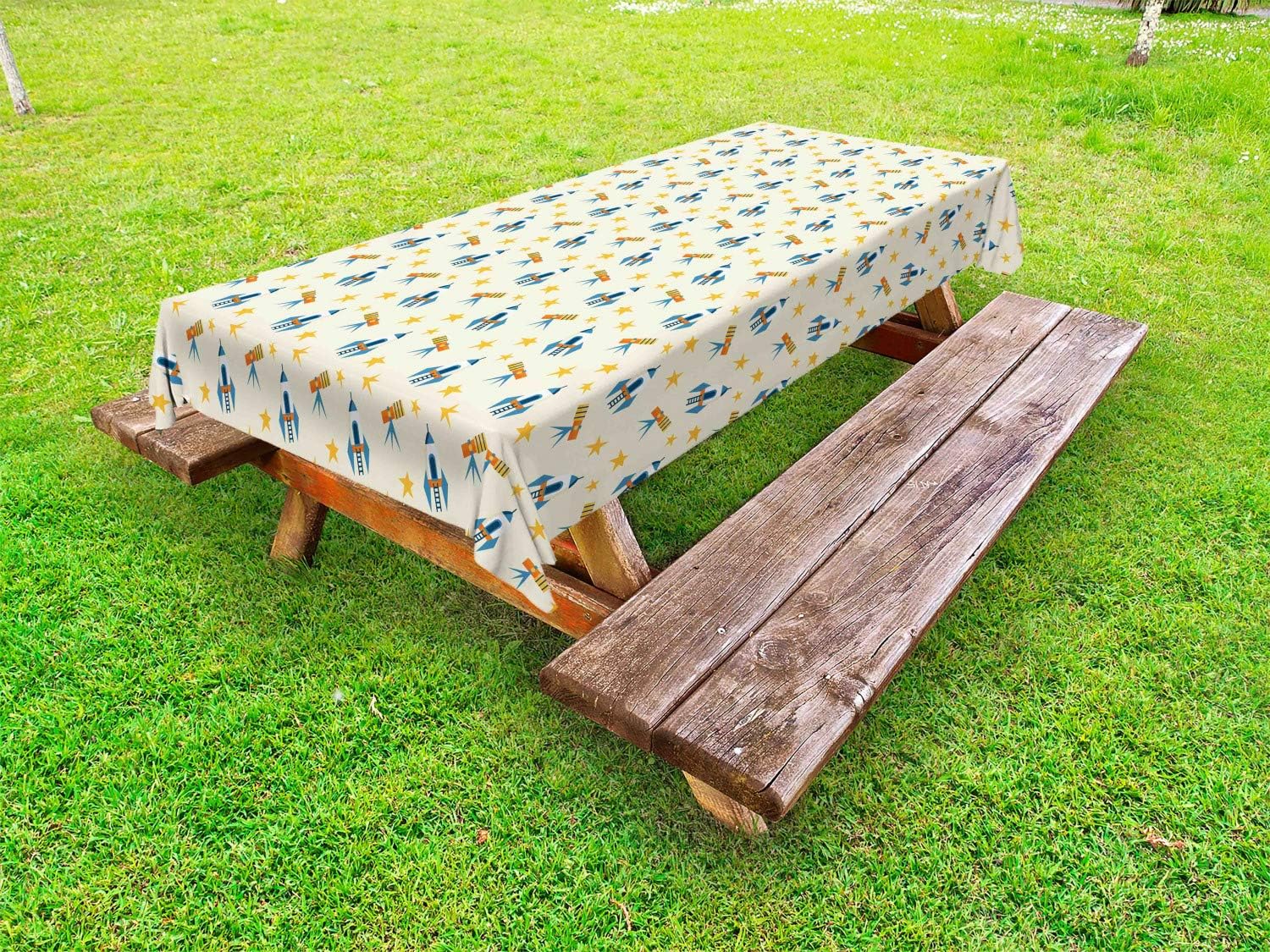 Ambesonne Space Outdoor Tablecloth 58x120 Cream Multicolor