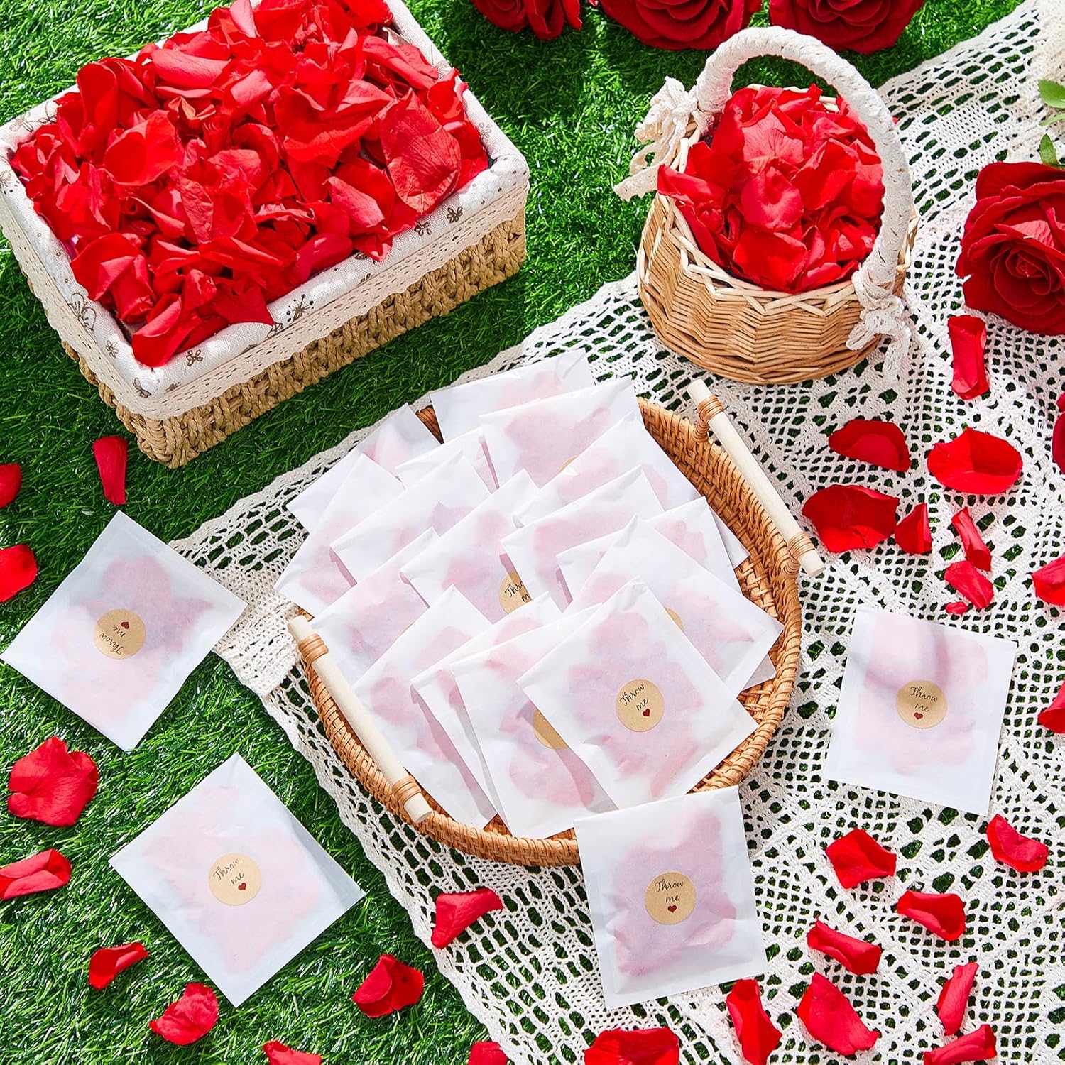 Suncalla Biodegradable Confetti Red Rose Petals 60 Pcs Wedding Decor