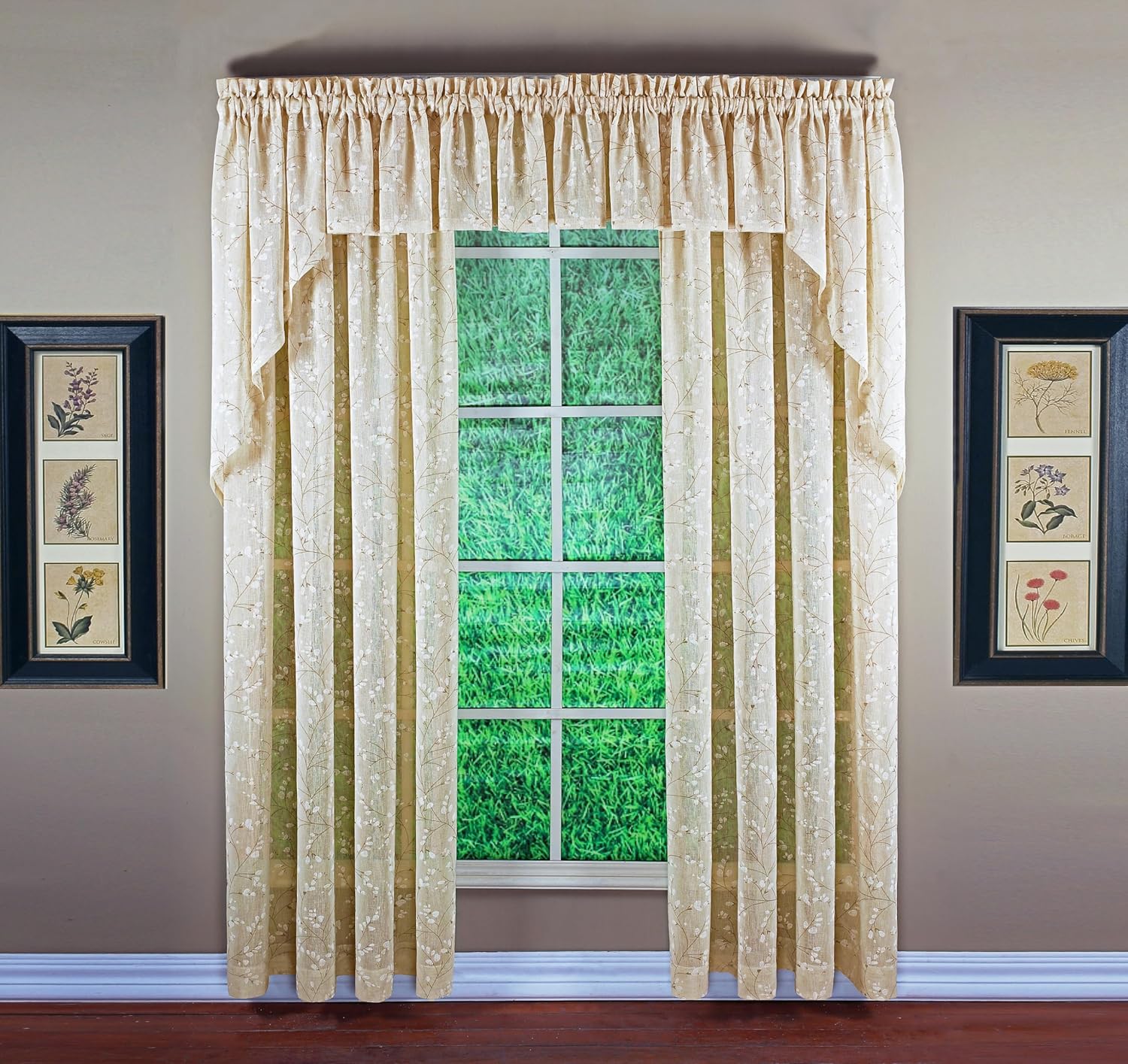 Todays Curtain Willow Faux Linen Print Swag 38 Inch Pair