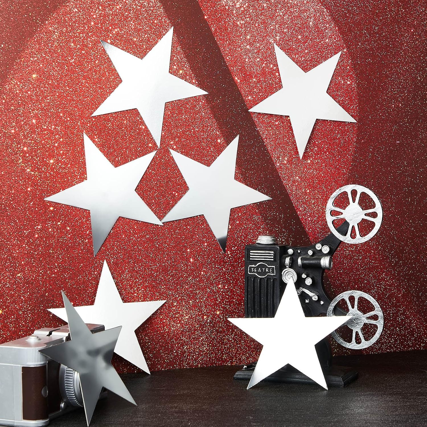 Leinuosen 80 Pieces 6 Inch Silver Stars Cutouts Decorations