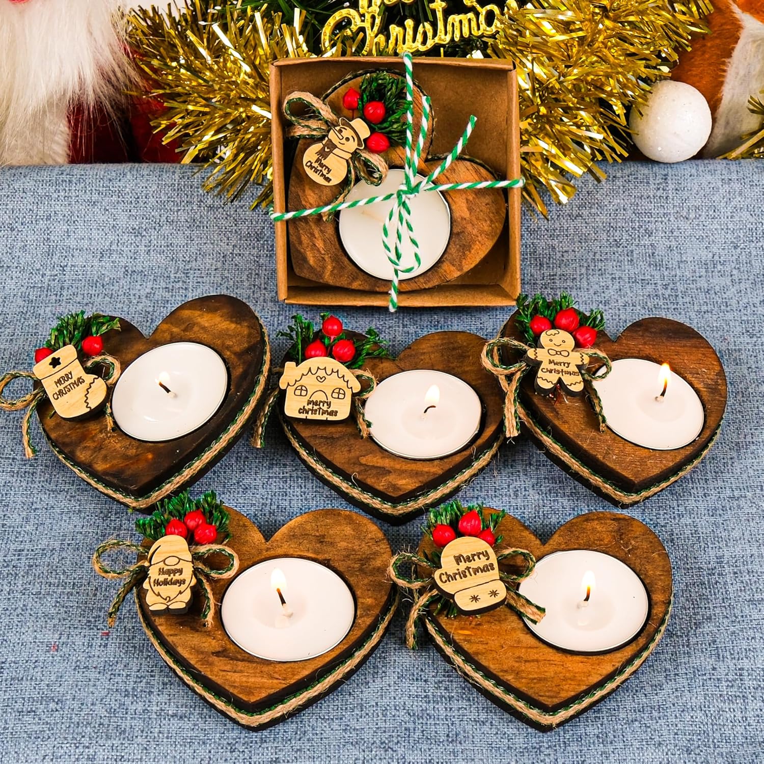 Happy Times Favors Christmas Candle Holders Set of 10