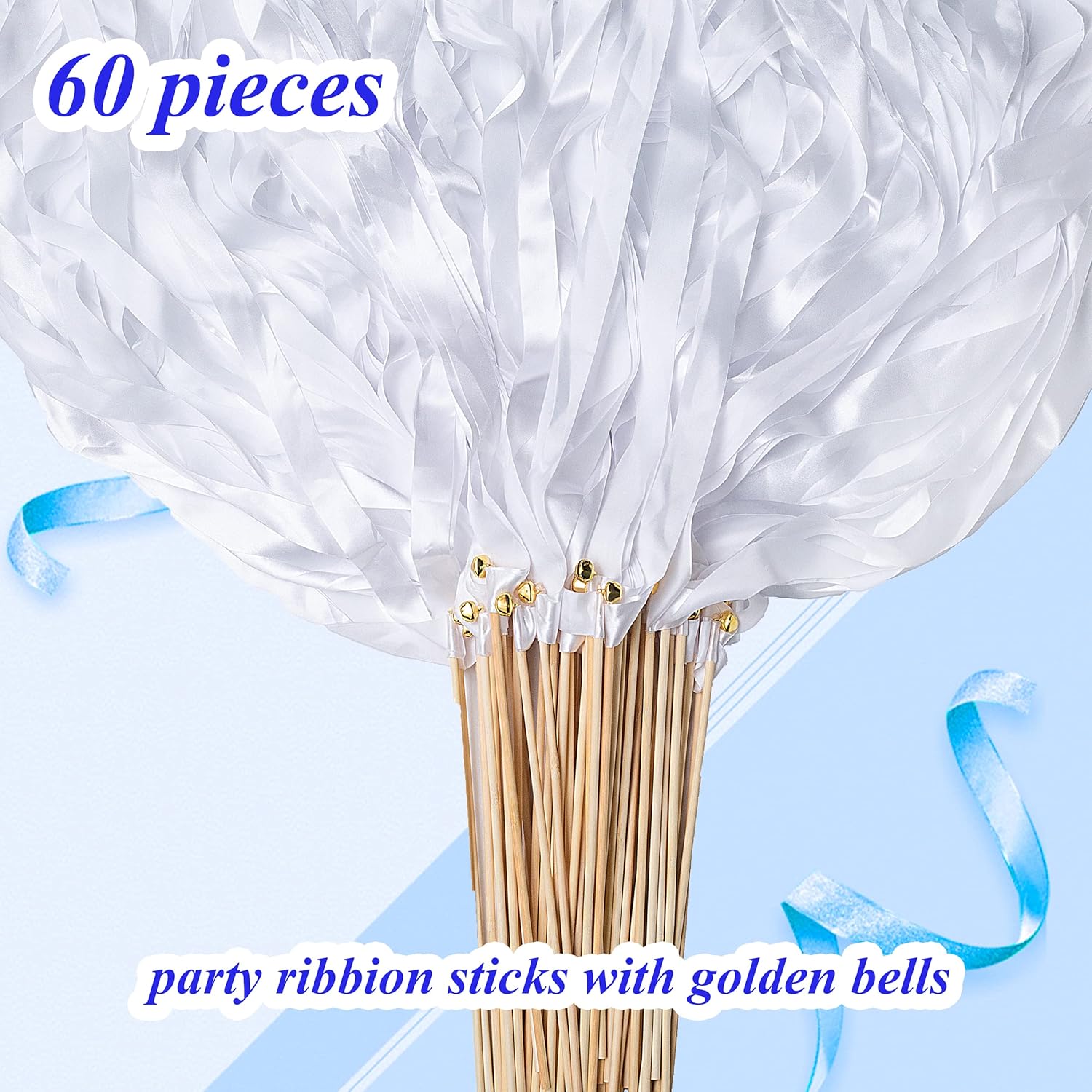 60 Pieces Colorful Wedding Ribbon with Bells